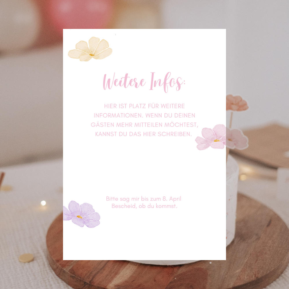 Einladung Einhorn rosa