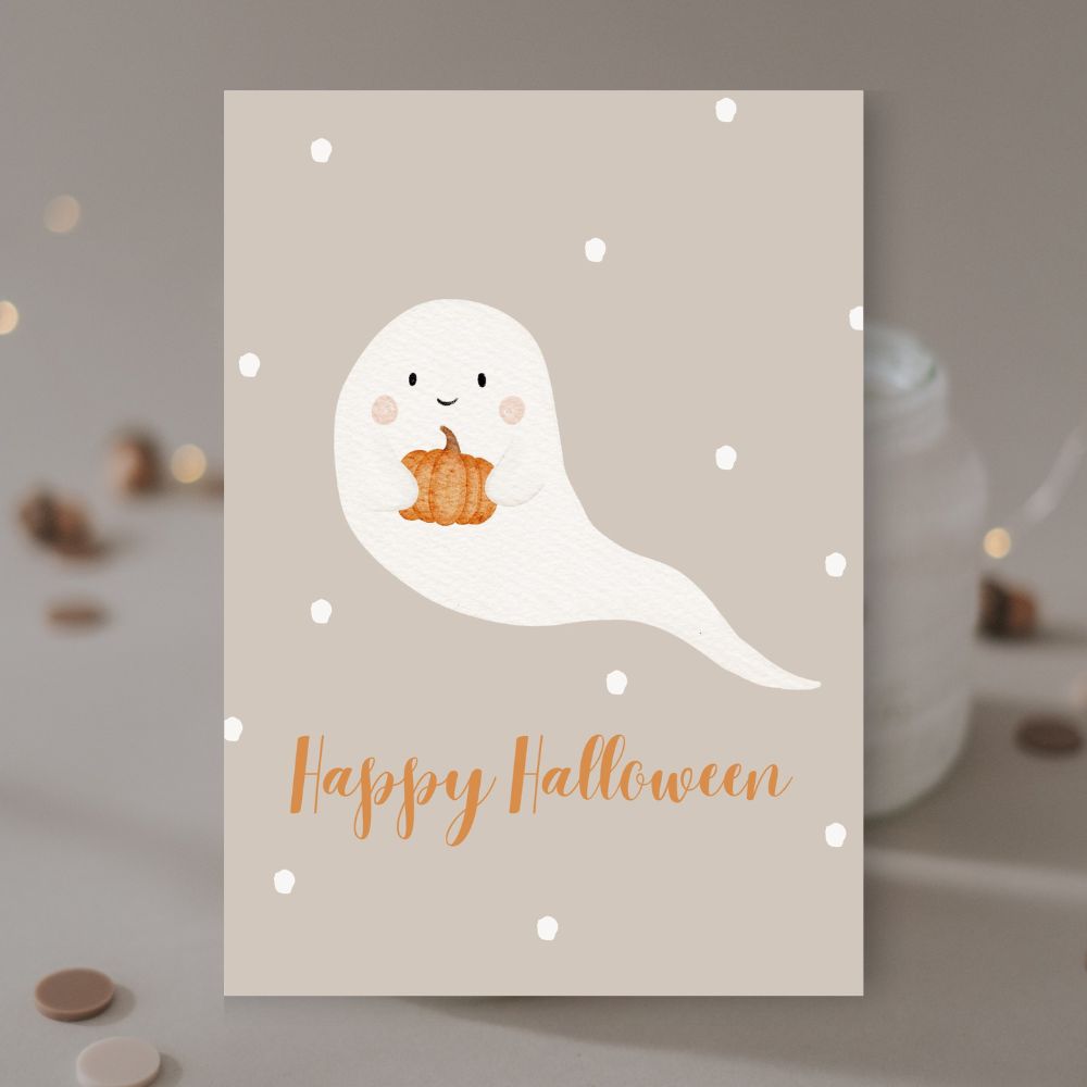 Karte Halloween Kürbis & Gespenst | Variante Gespenst
