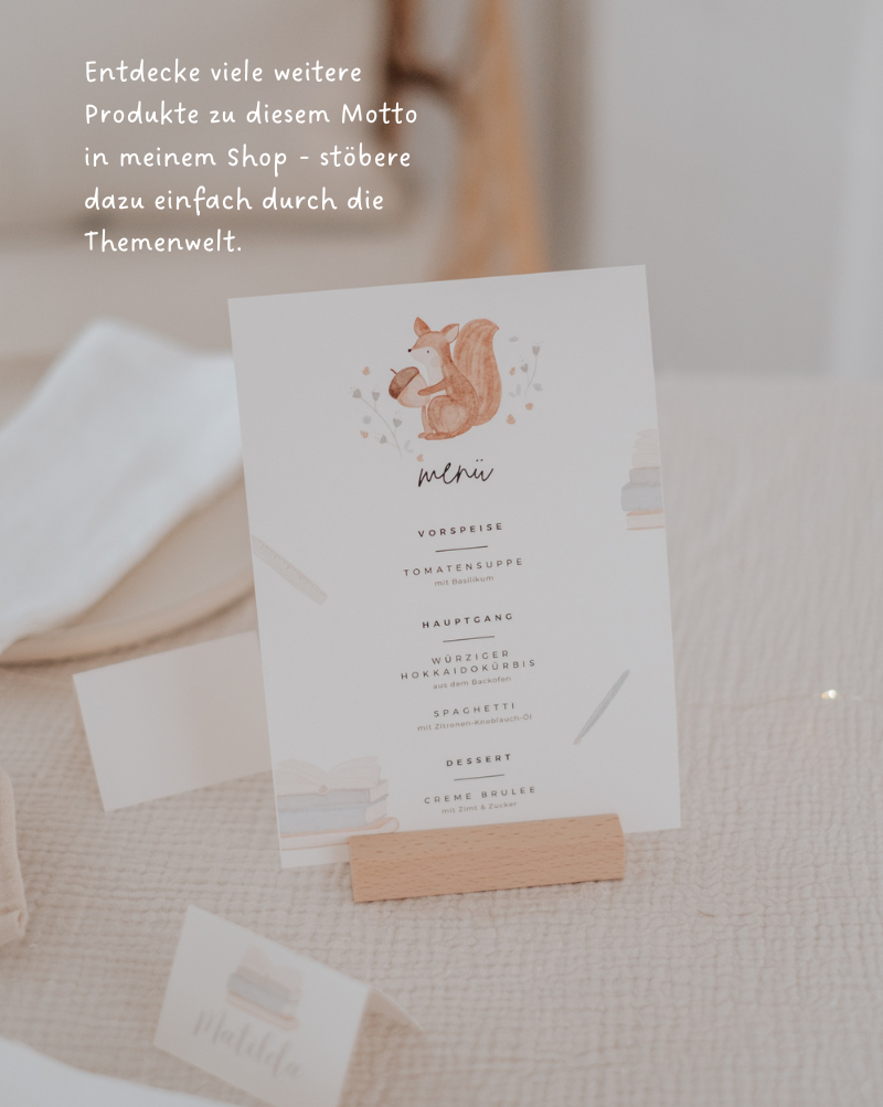 Geburtstagskarte Schulanfang Eichhörnchen blau