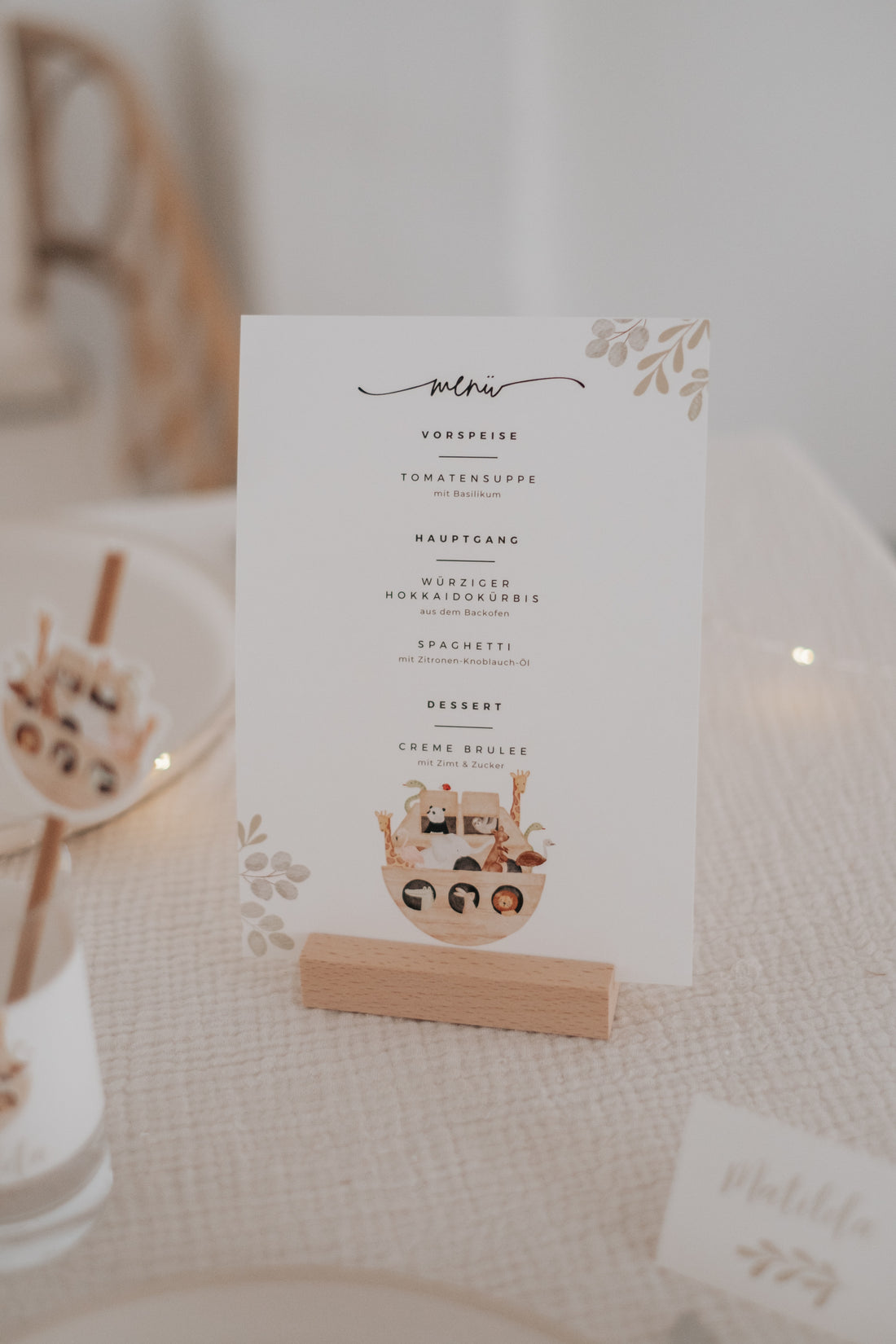 Menükarten Taufe Arche Noah