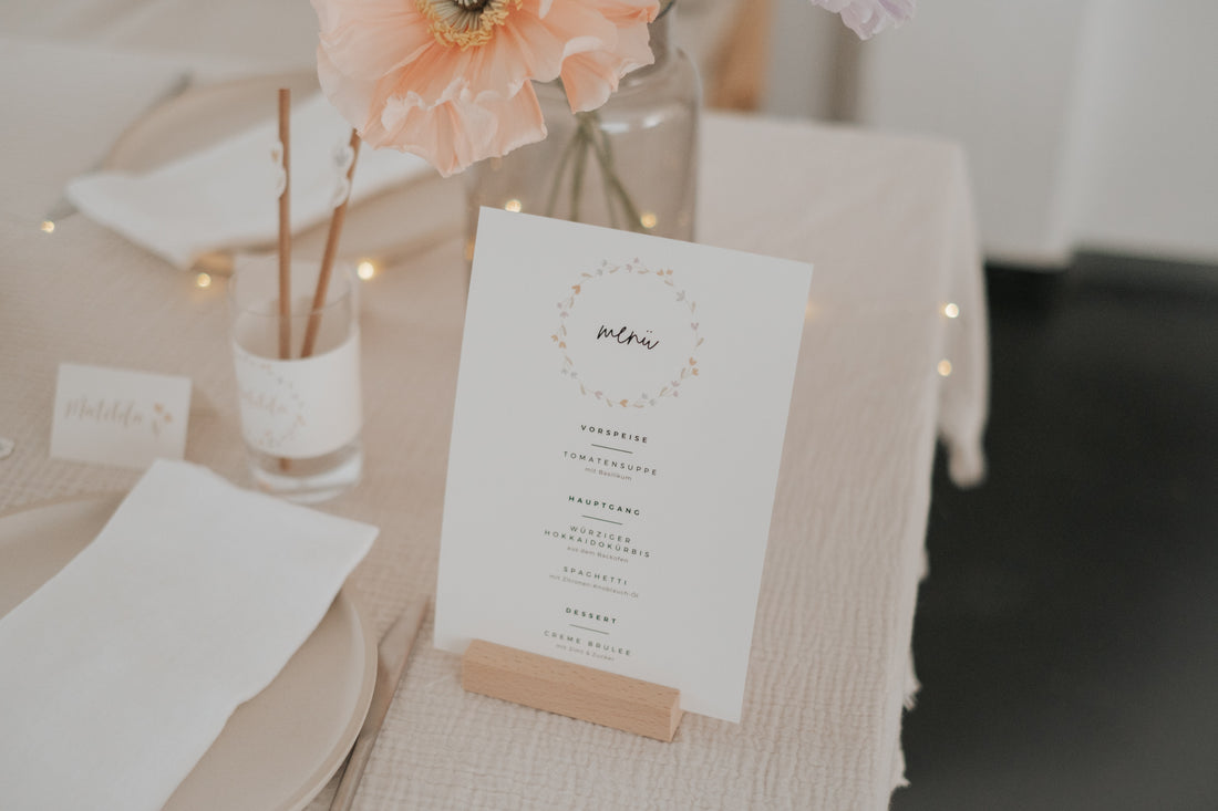 Menükarten Taufe Blümchen