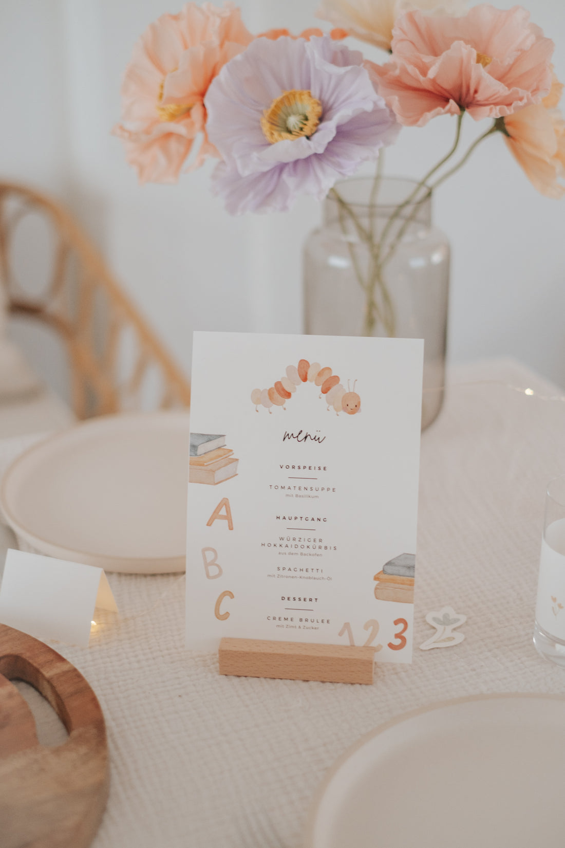 Menükarten Schulanfang Raupe