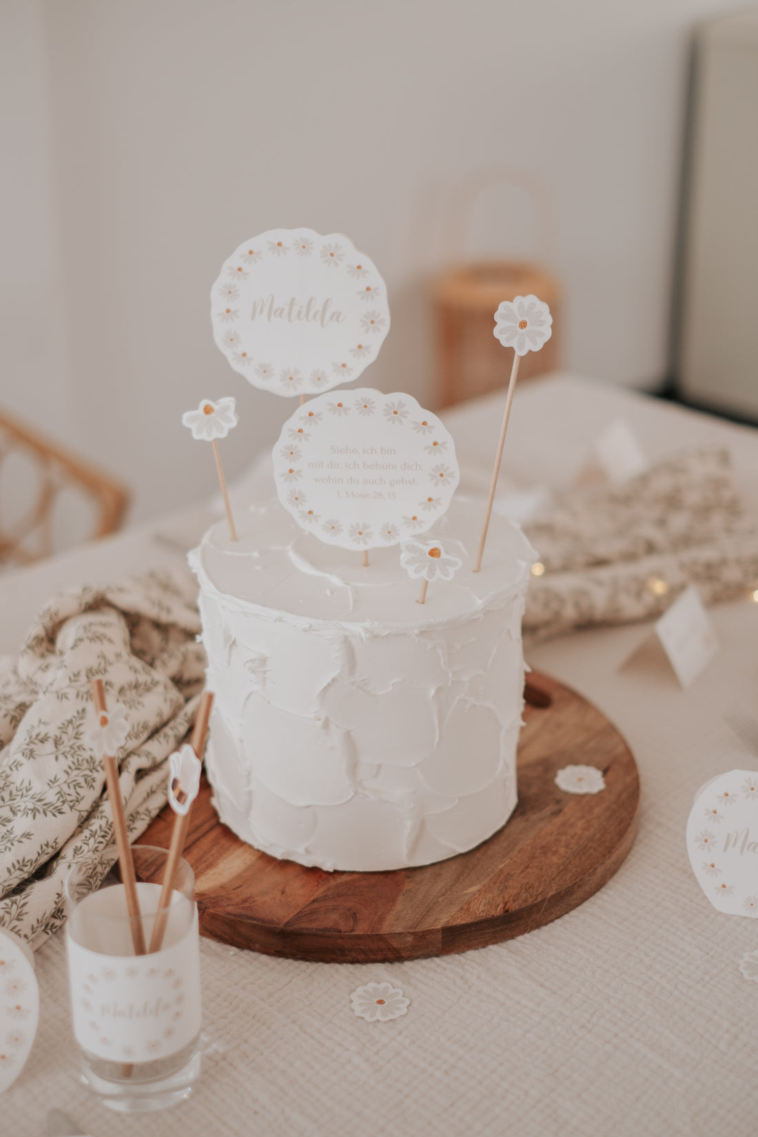 Caketopper Taufe Gänseblümchen