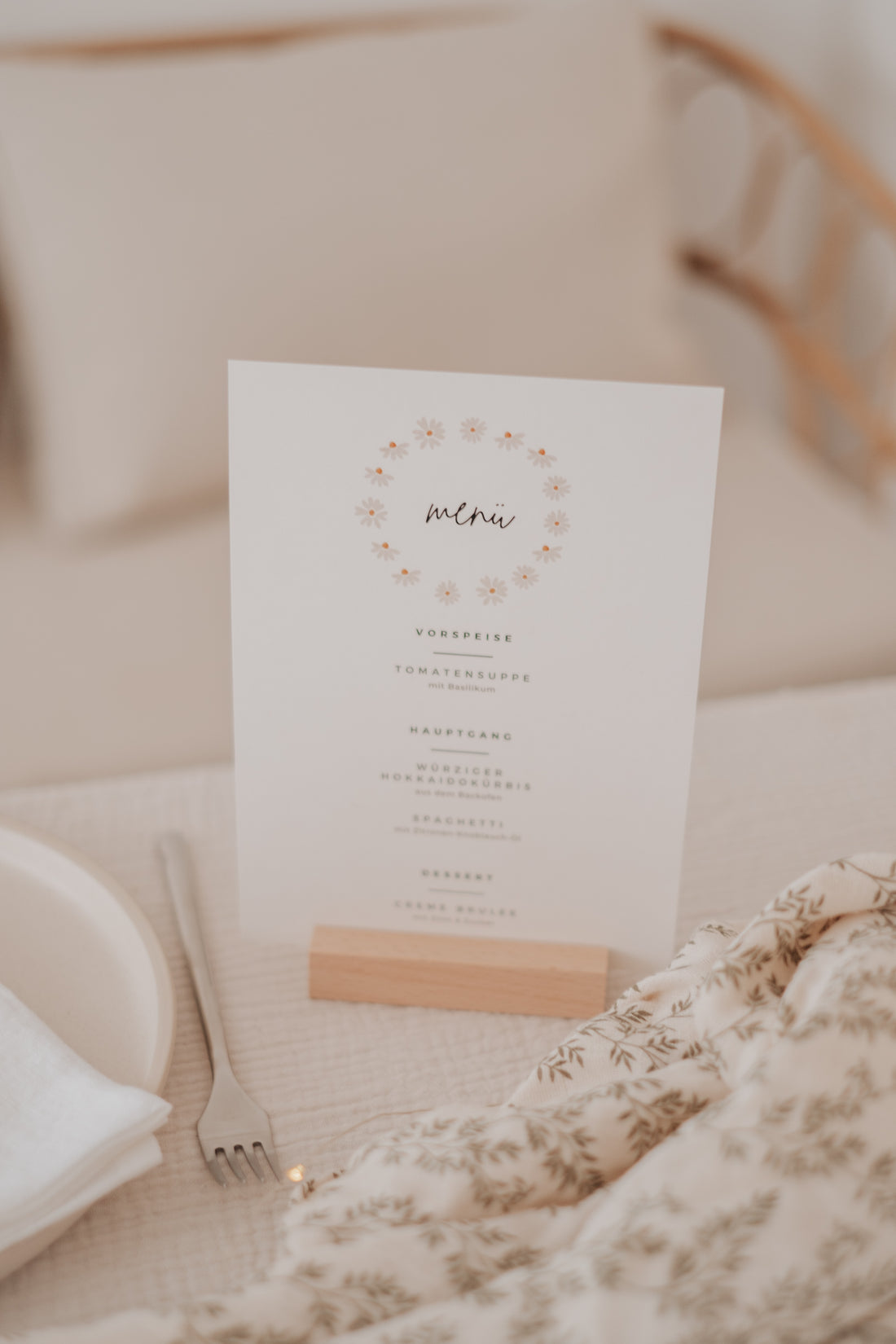 Menükarten Taufe Gänseblümchen