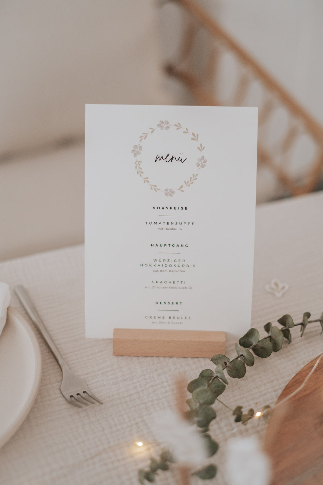 Menükarten Taufe Greenery