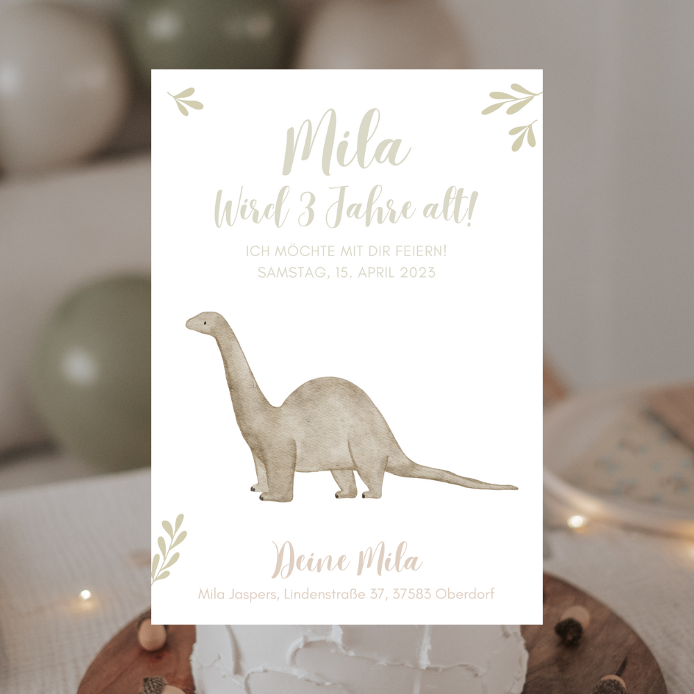 Einladung Dinosaurier Brontosaurus