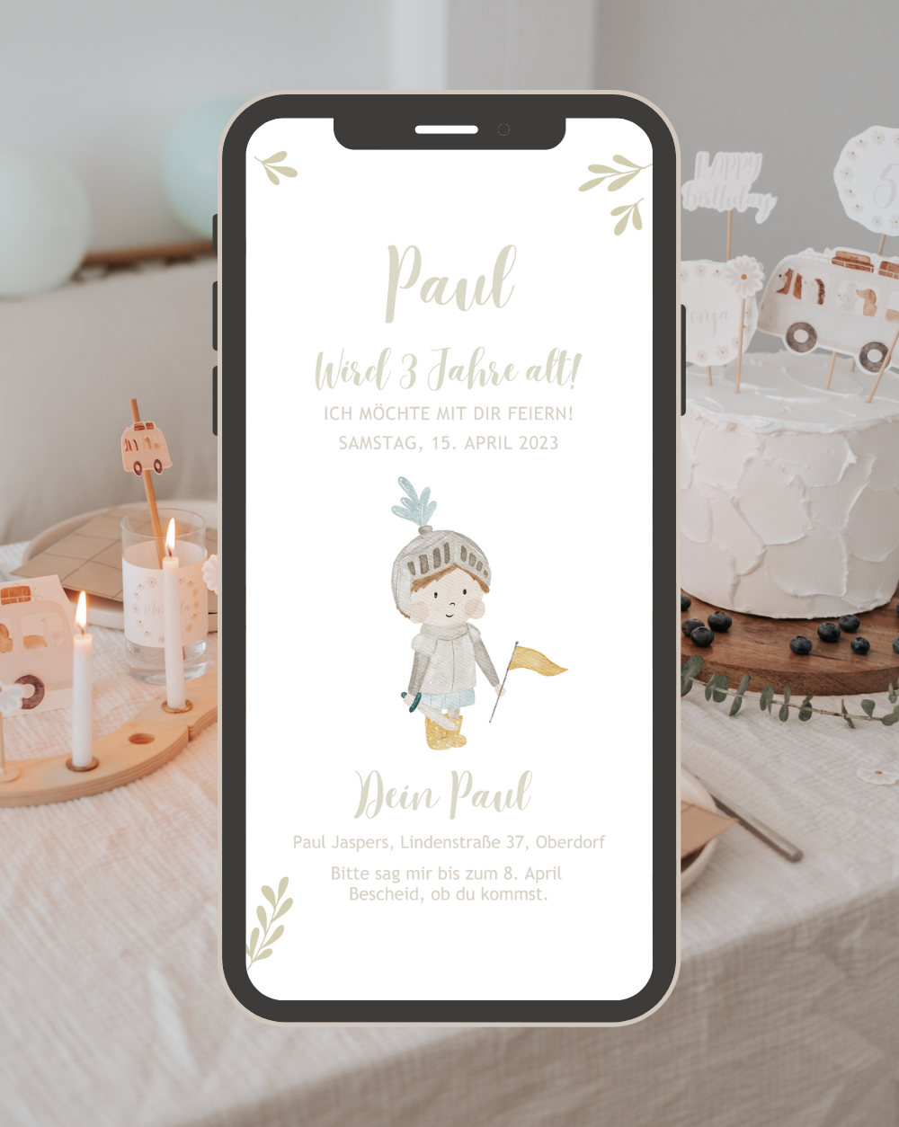 Einladung Smartphone Video Ritter Drache