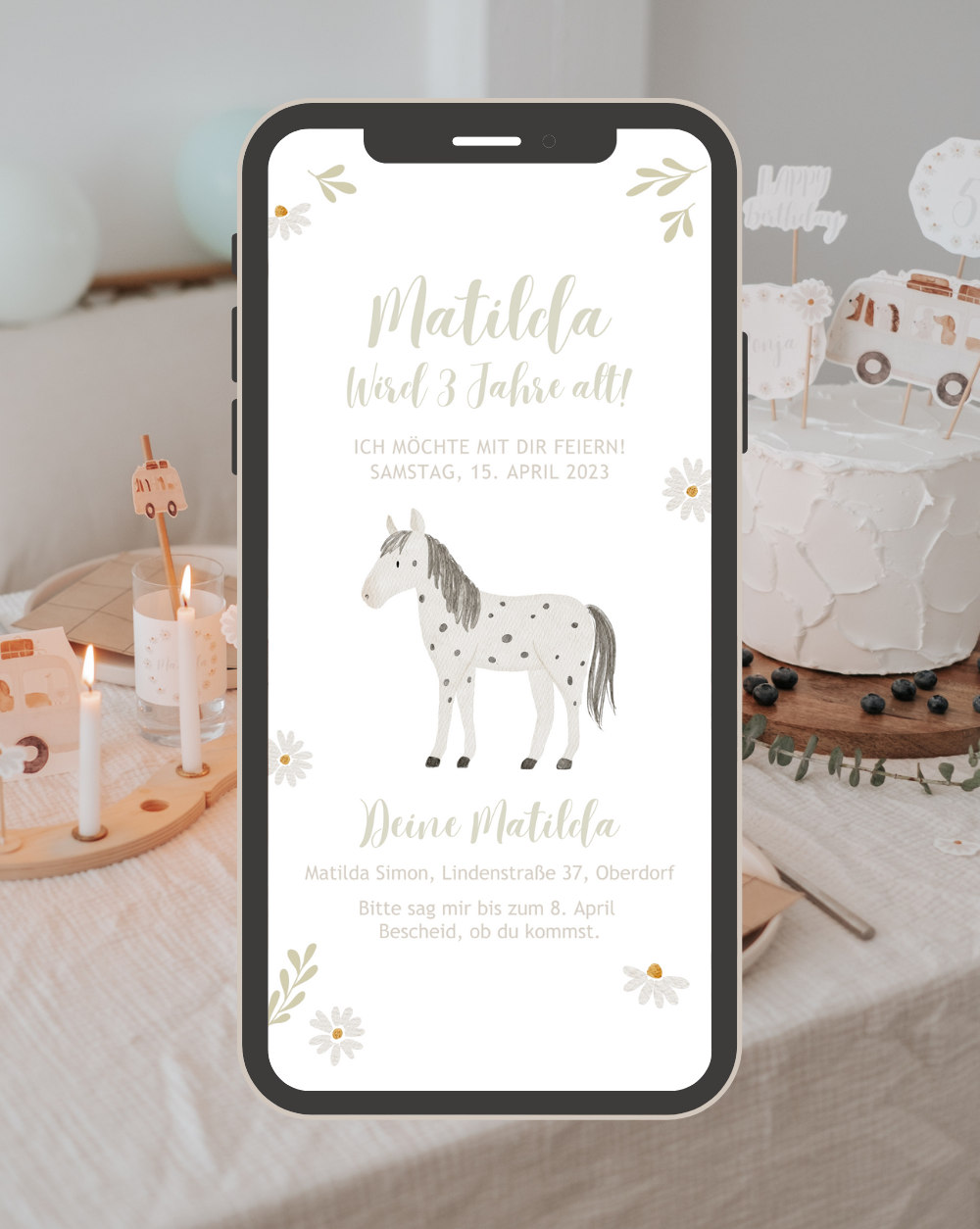 Einladung Smartphone Video Bauernhof Hund