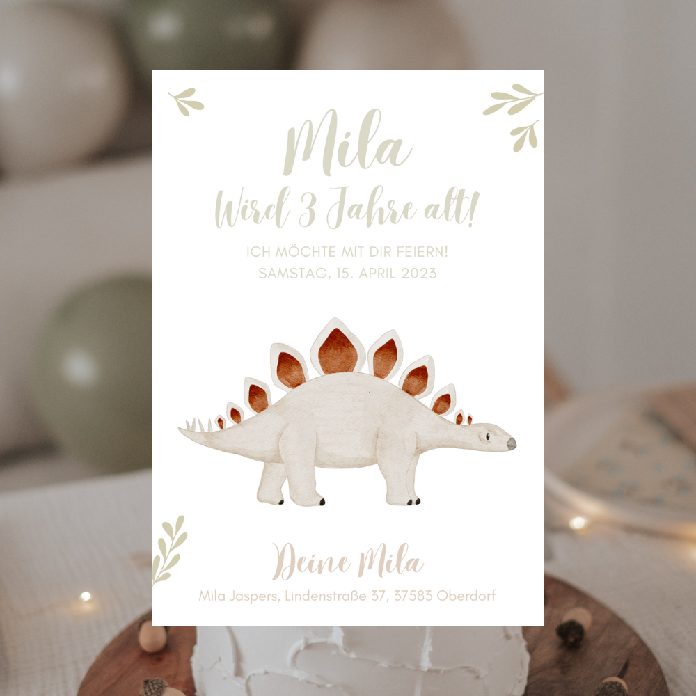 Einladung Dinosaurier Stegosaurus