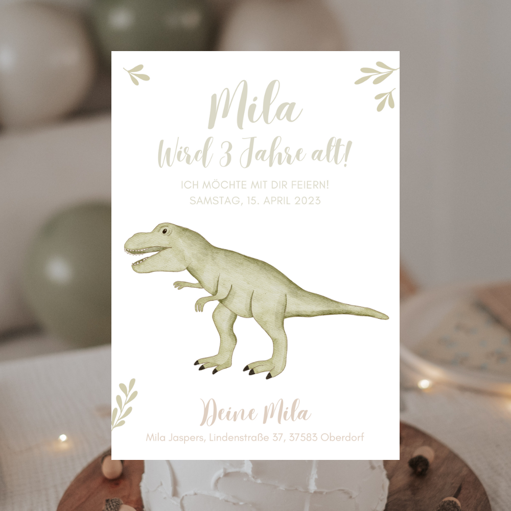 Einladung Dinosaurier T-Rex
