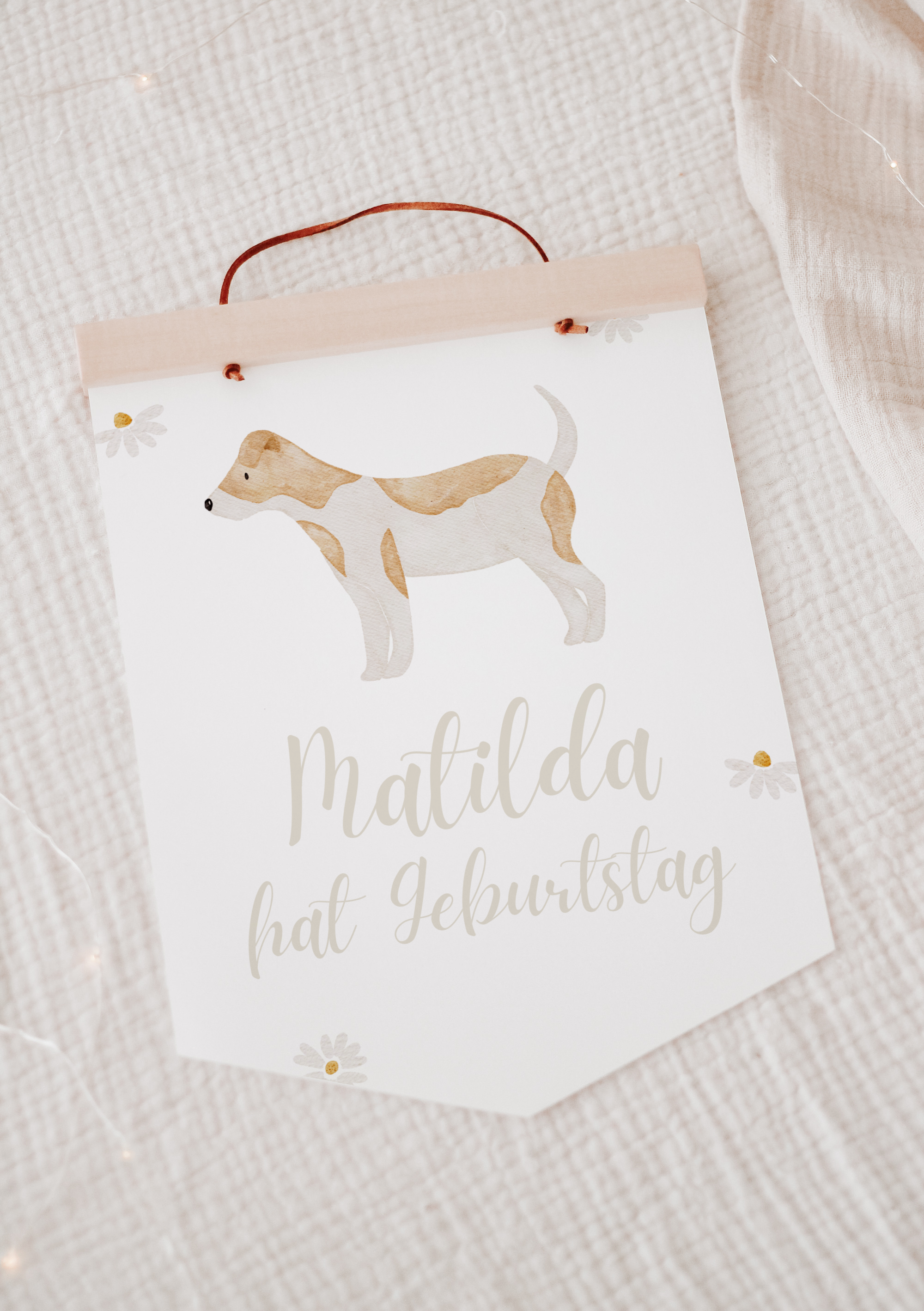 Wimpel mit Name Bauernhof Hund