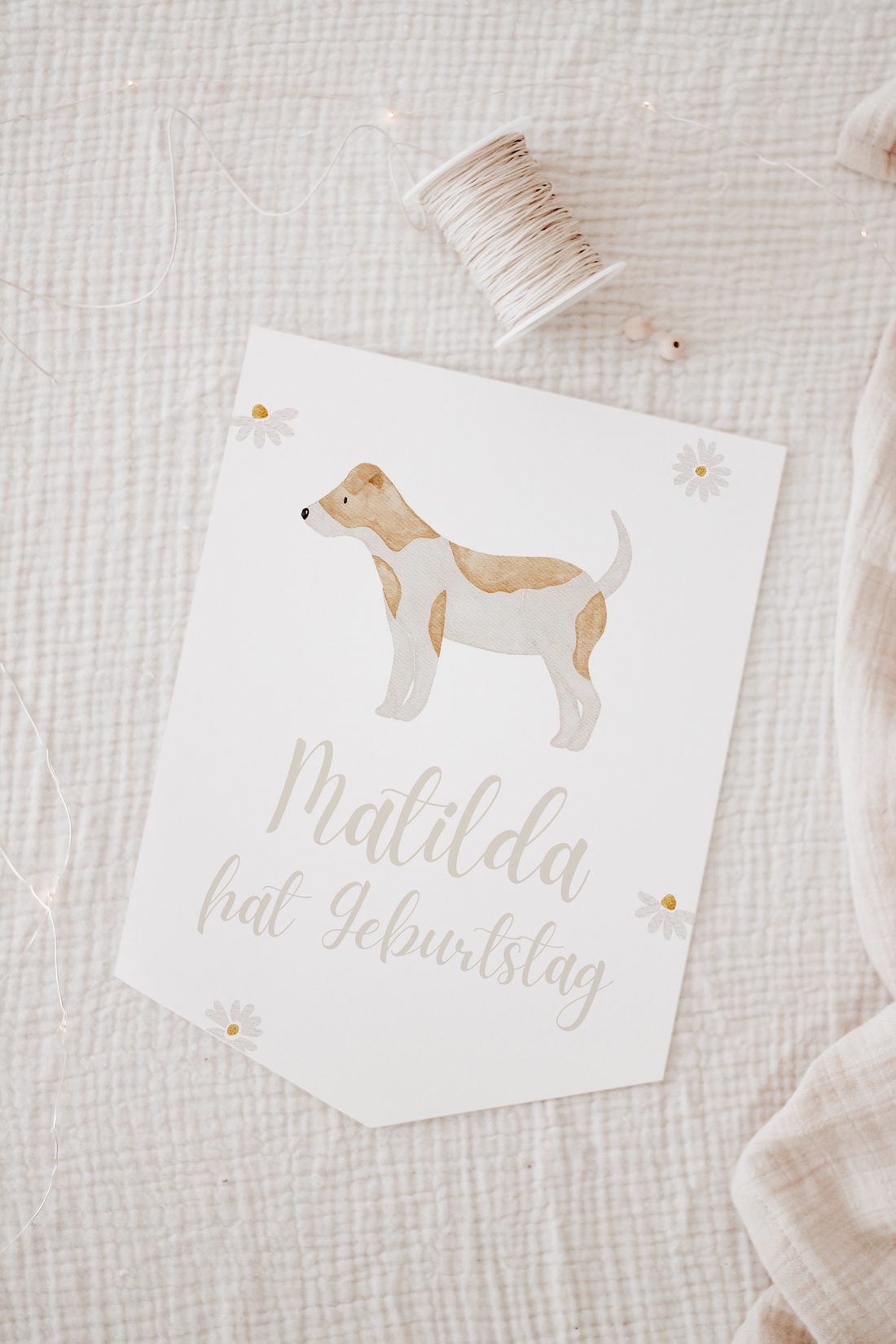 Wimpel mit Name Bauernhof Hund