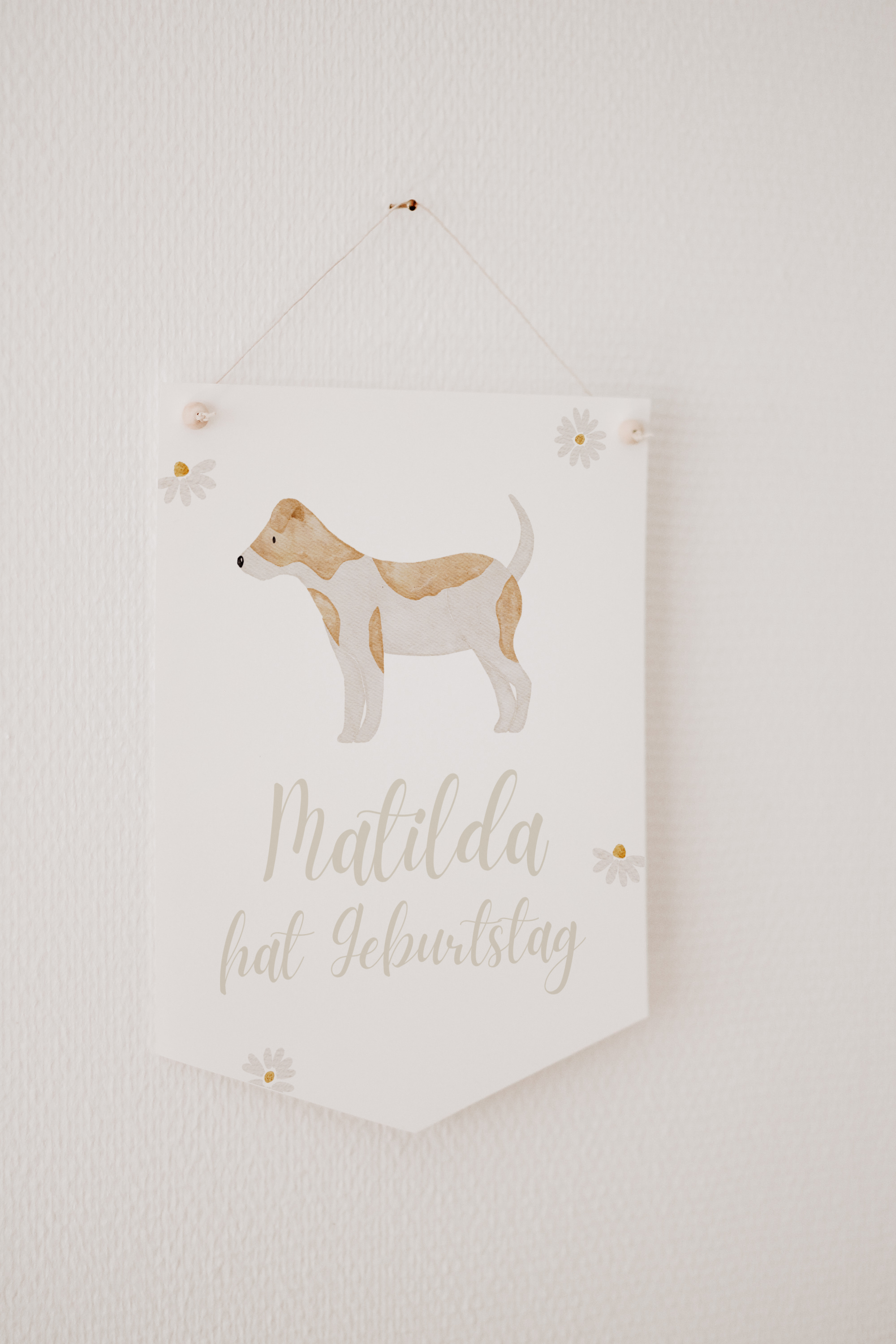 Wimpel mit Name Bauernhof Hund