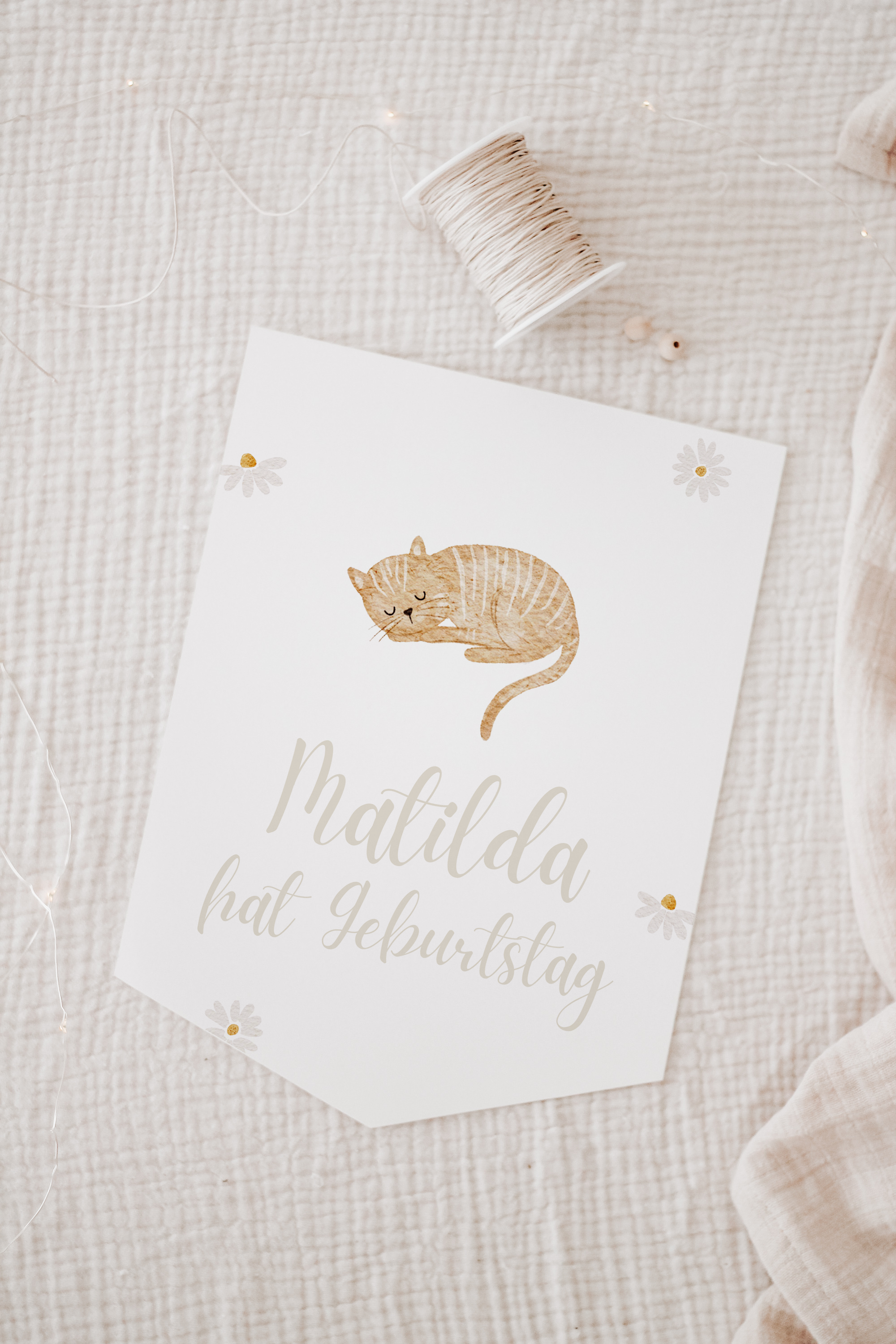 Wimpel mit Name Bauernhof Katze