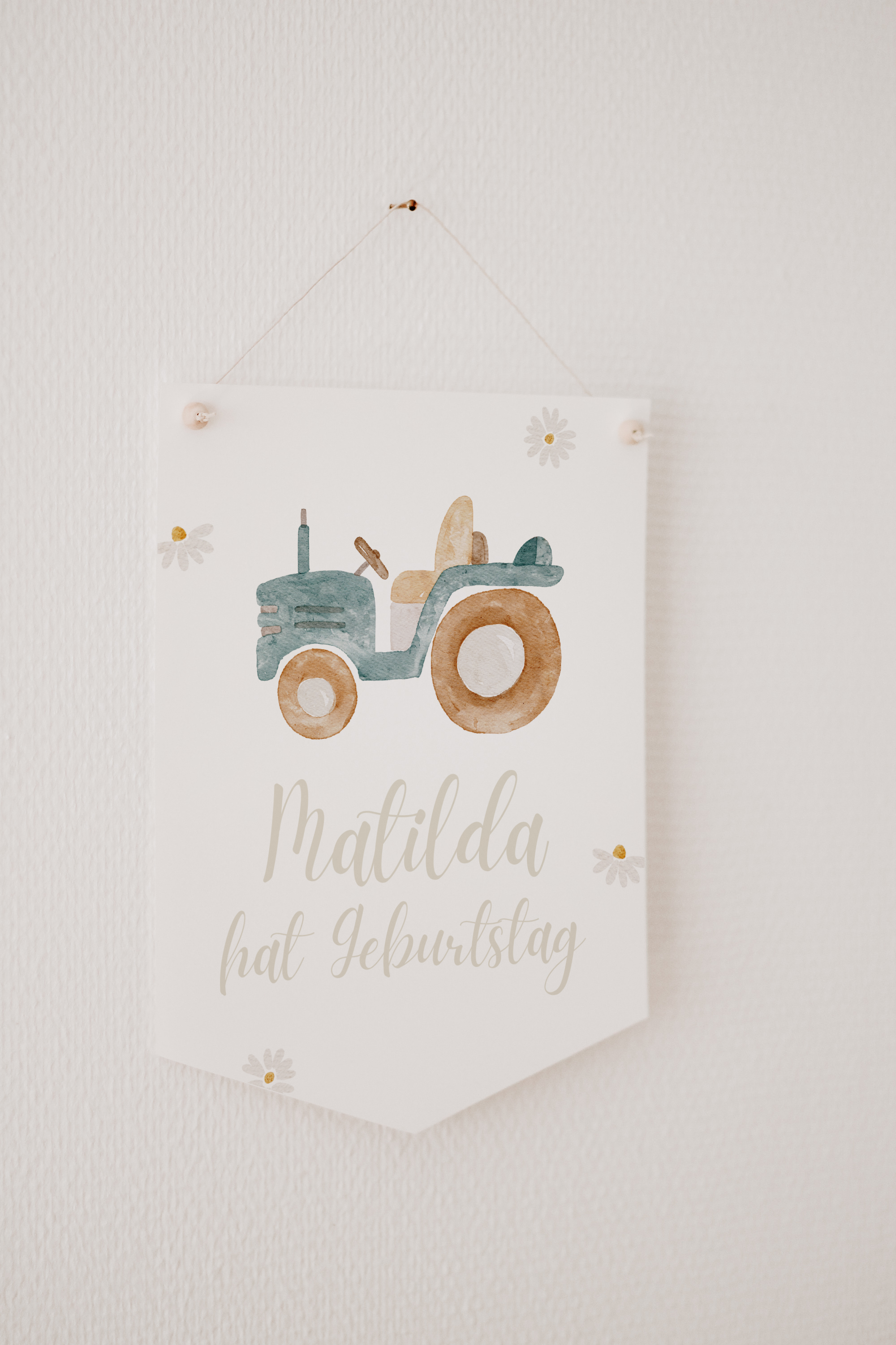 Wimpel mit Name Bauernhof Traktor
