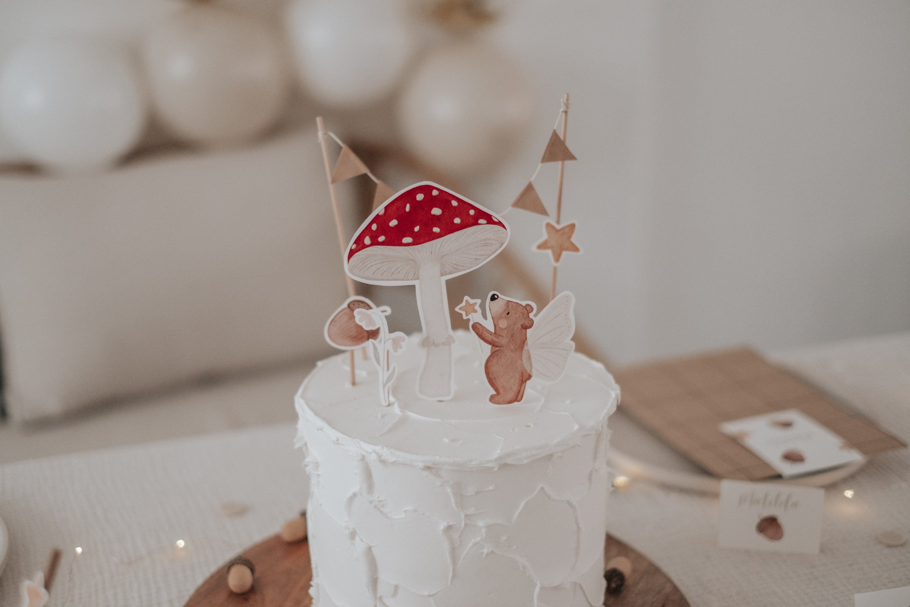 Caketopper Bär und Pilz