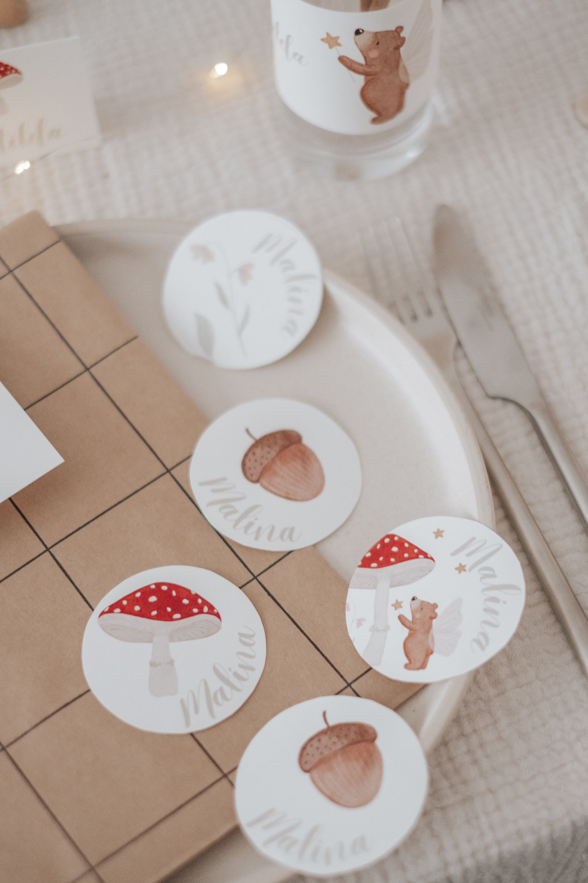 Geschenkanhänger Pilz und Bär