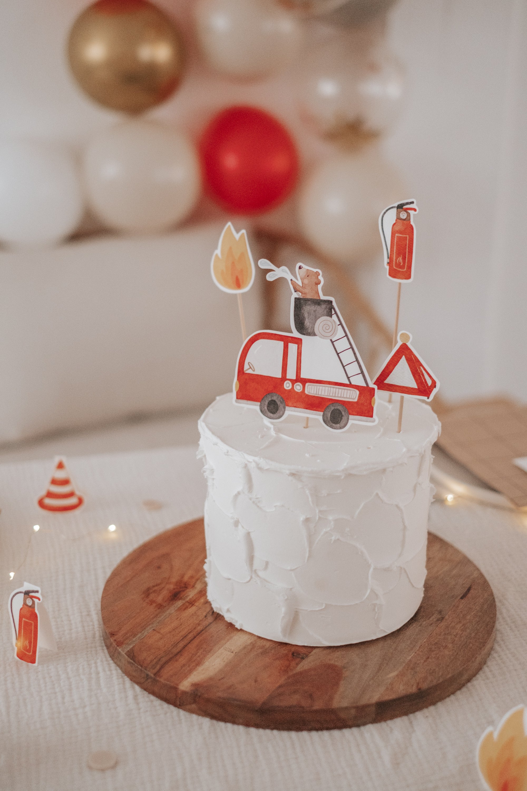 Caketopper Feuerwehr und Bär