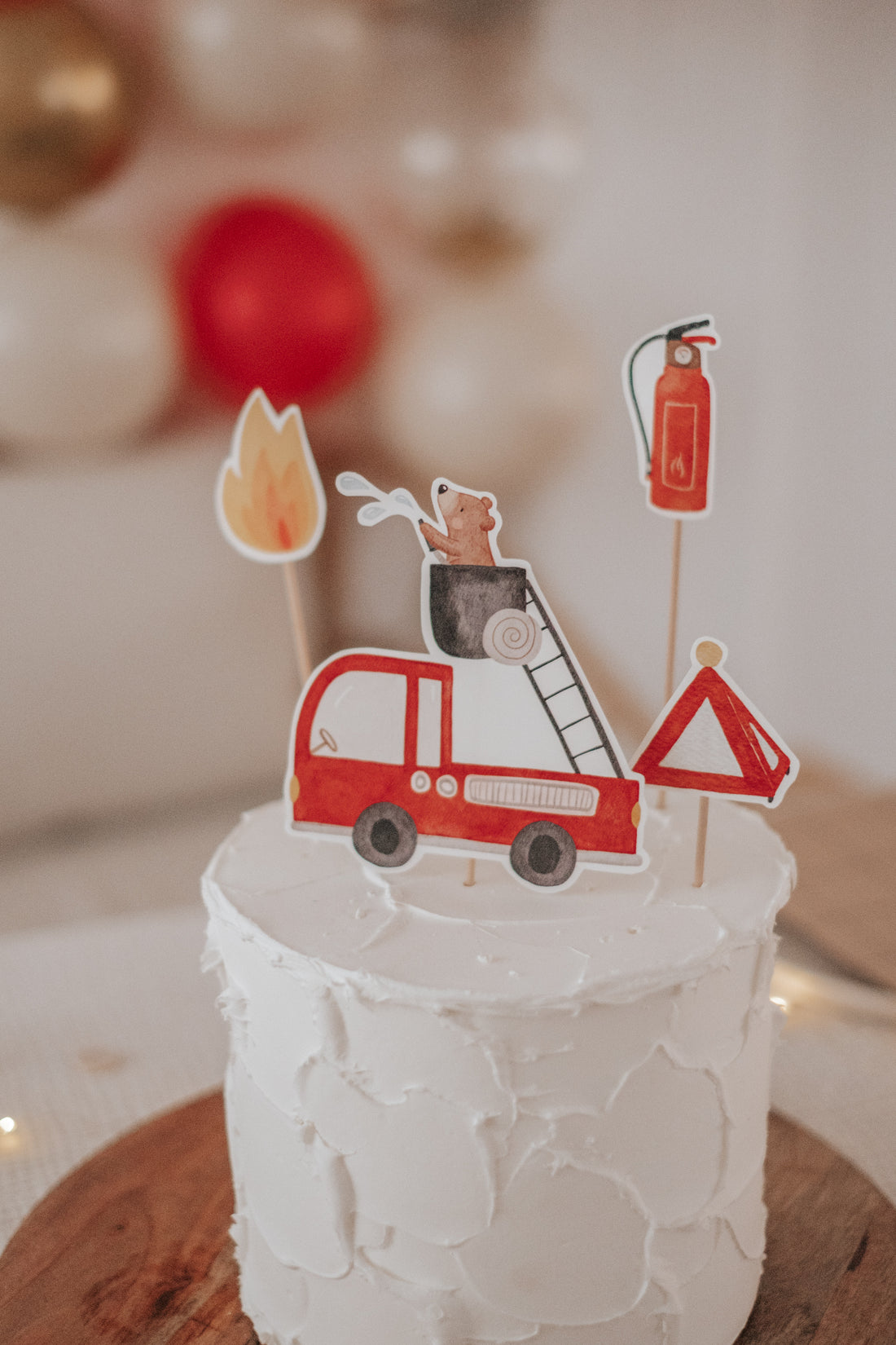 Caketopper Feuerwehr und Bär