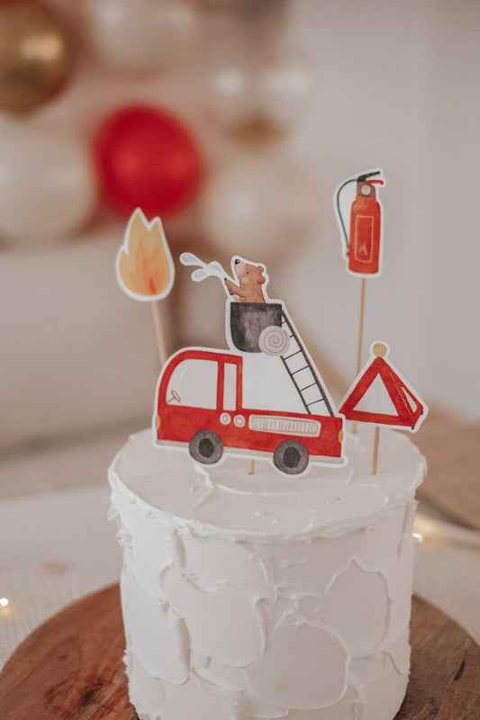 Caketopper Feuerwehr und Bär