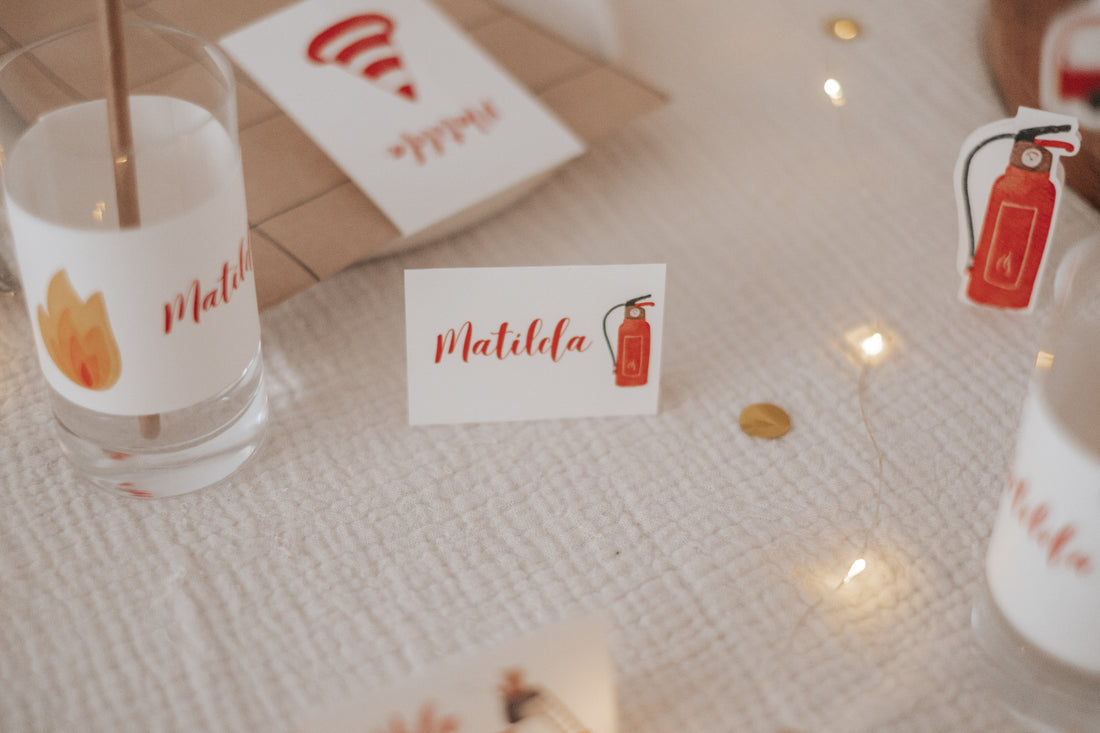 Tischkärtchen Feuerwehr Bär