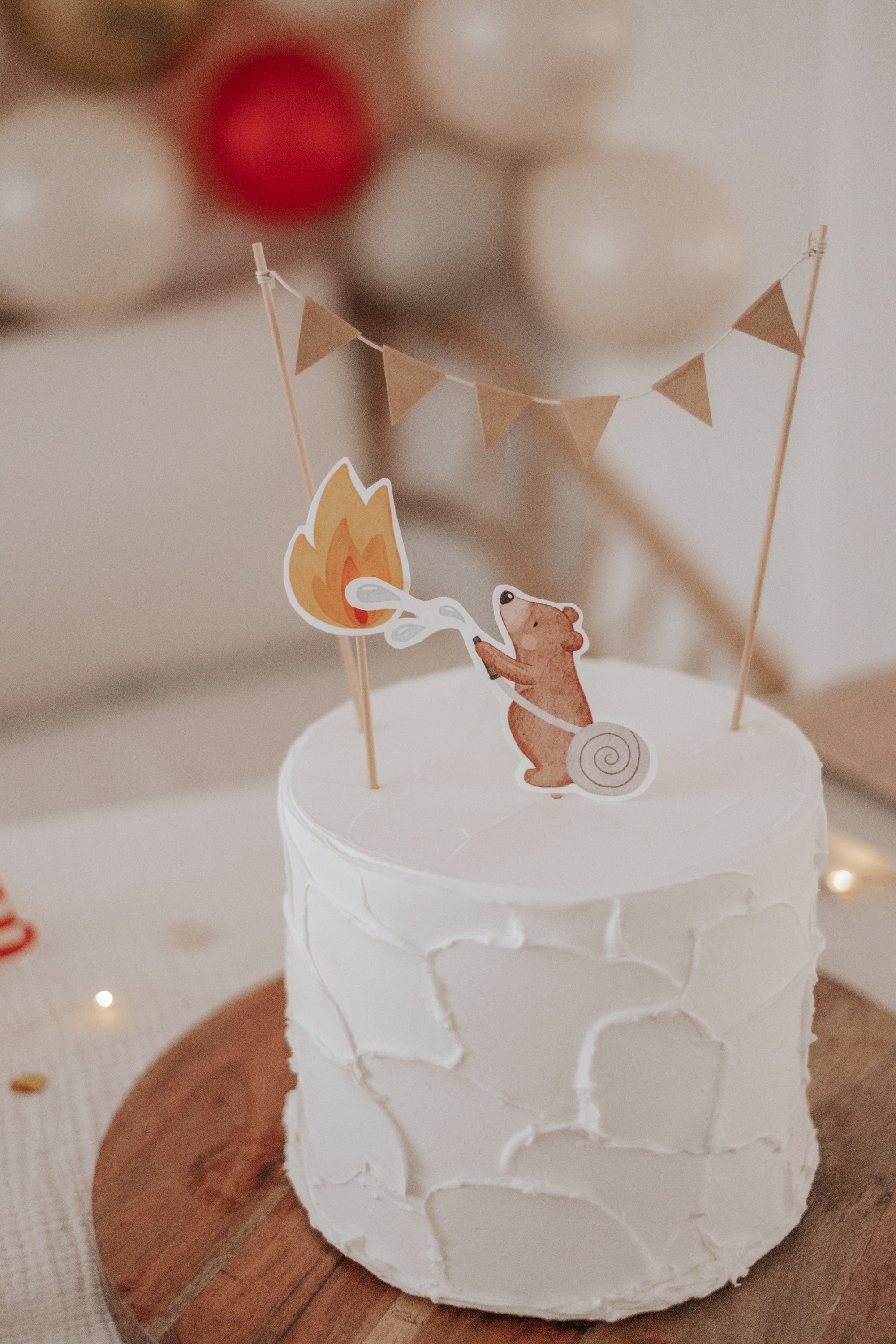 Caketopper Feuerwehr und Bär
