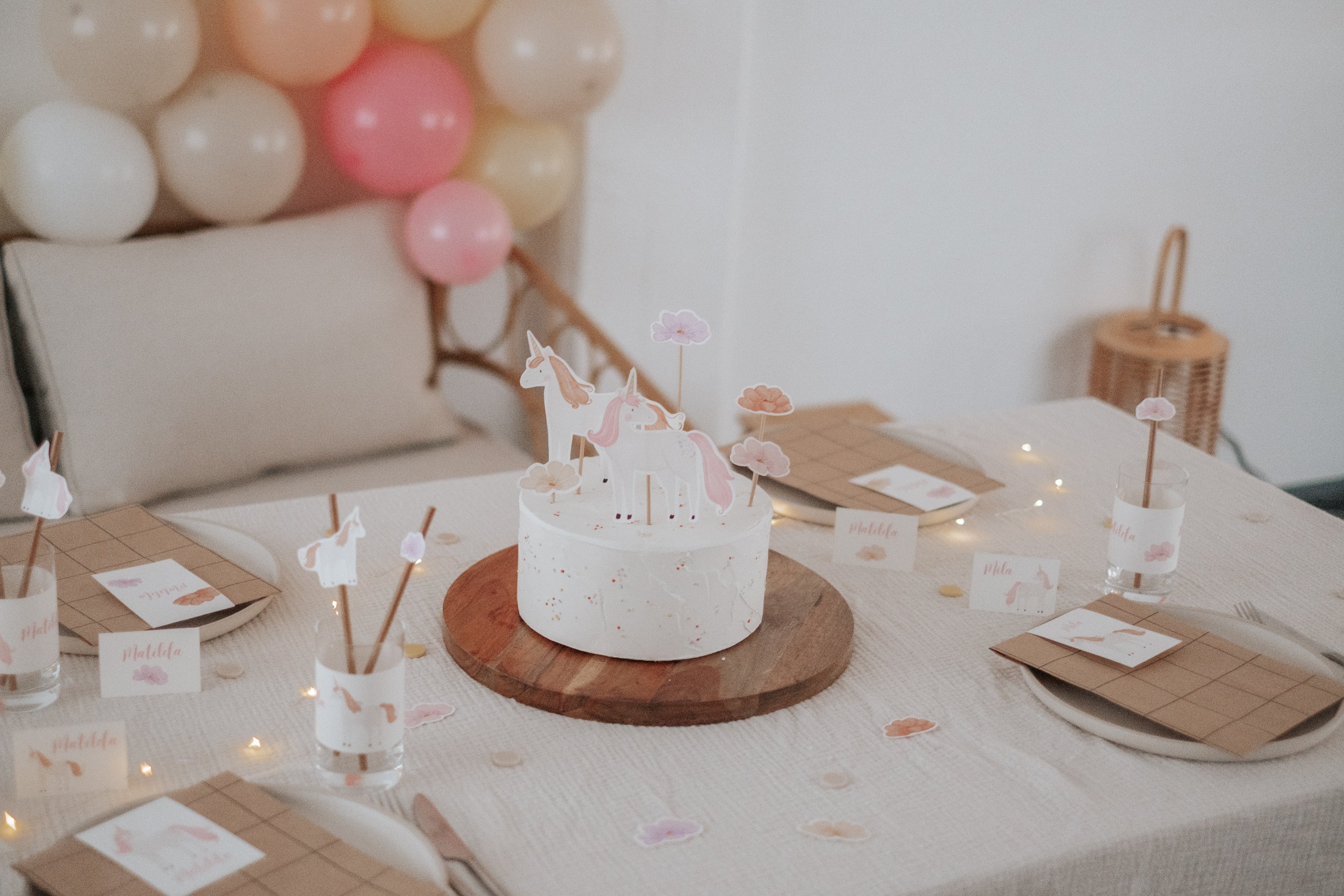 Caketopper Einhorn rosa