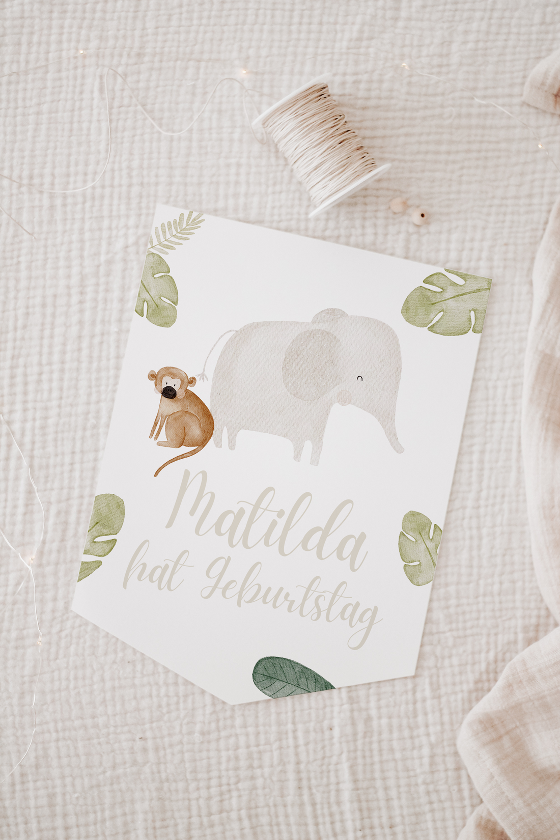 Wimpel mit Name Dschungel Elefant