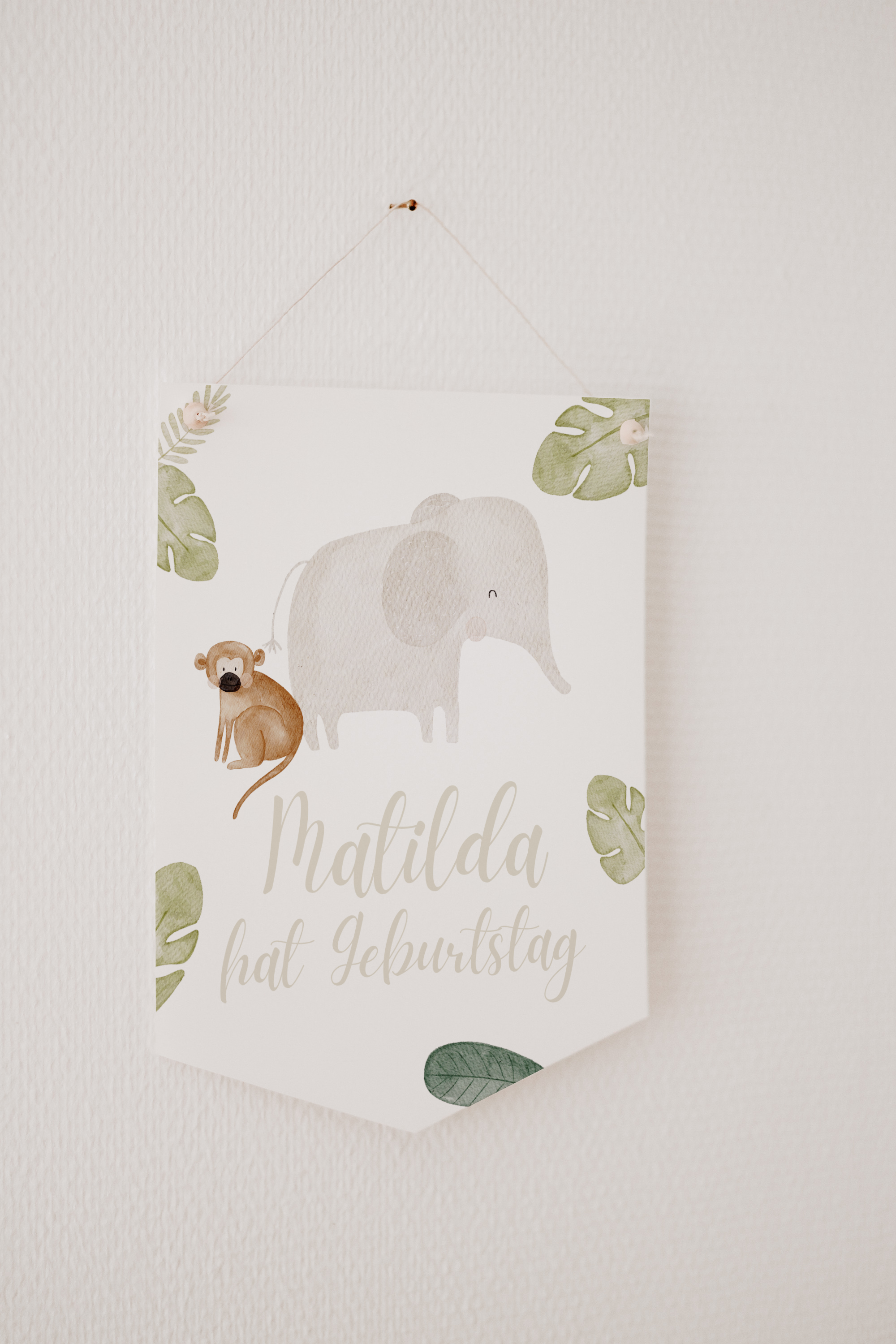 Wimpel mit Name Dschungel Elefant