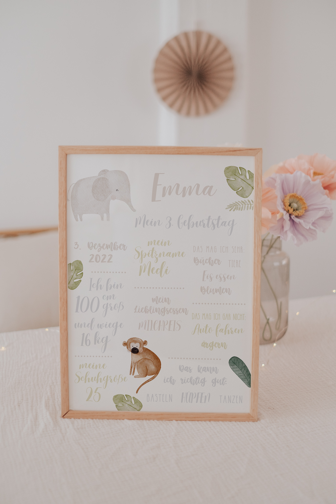 Meilensteintafel Dschungel Elefant & Affe