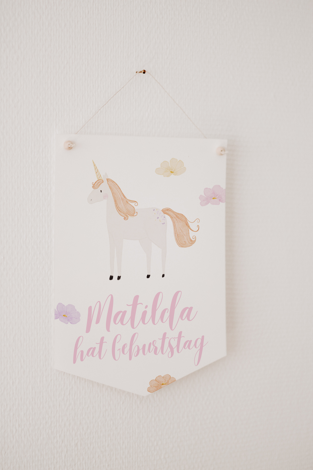 Wimpel mit Name Einhorn orange