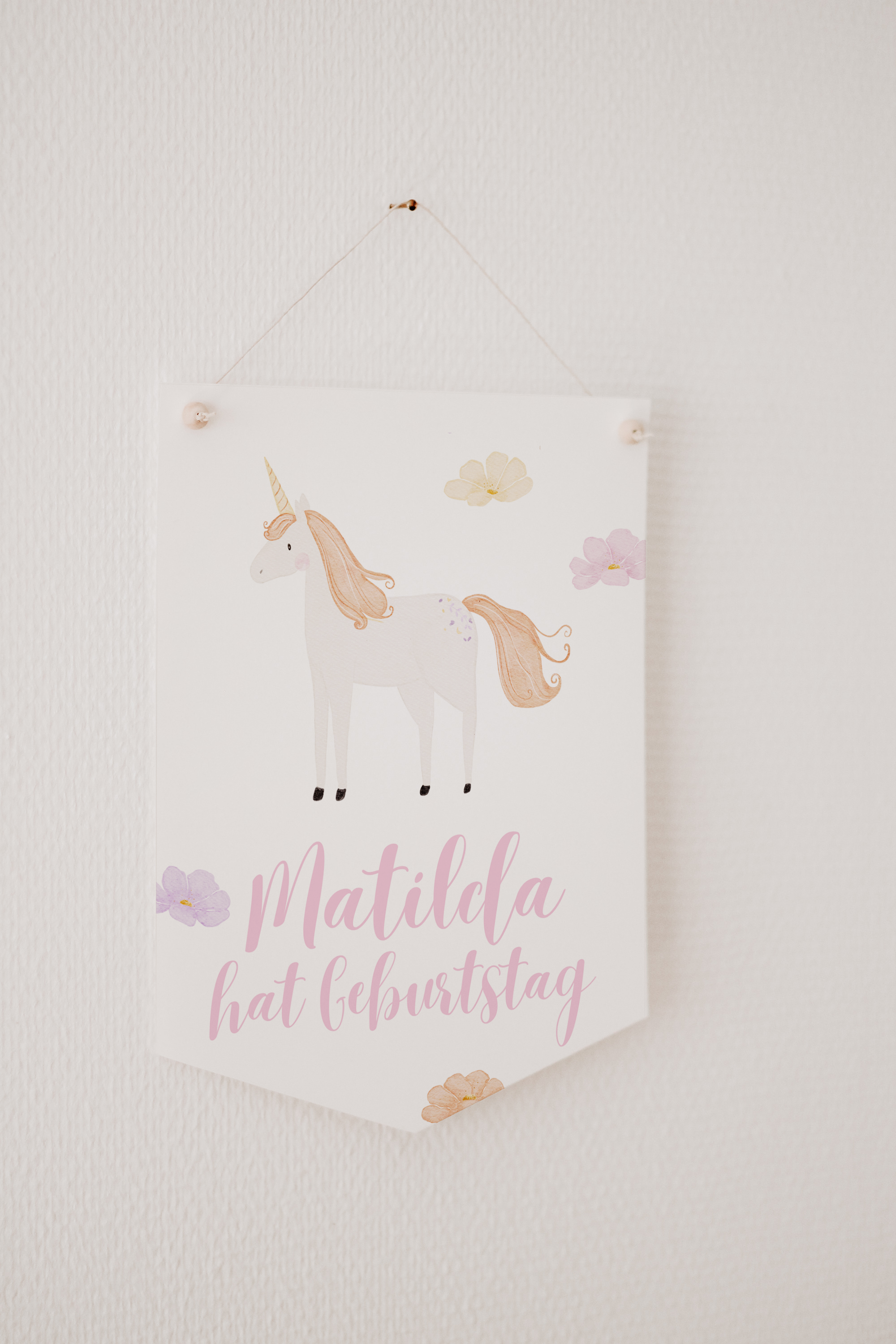 Wimpel mit Name Einhorn orange