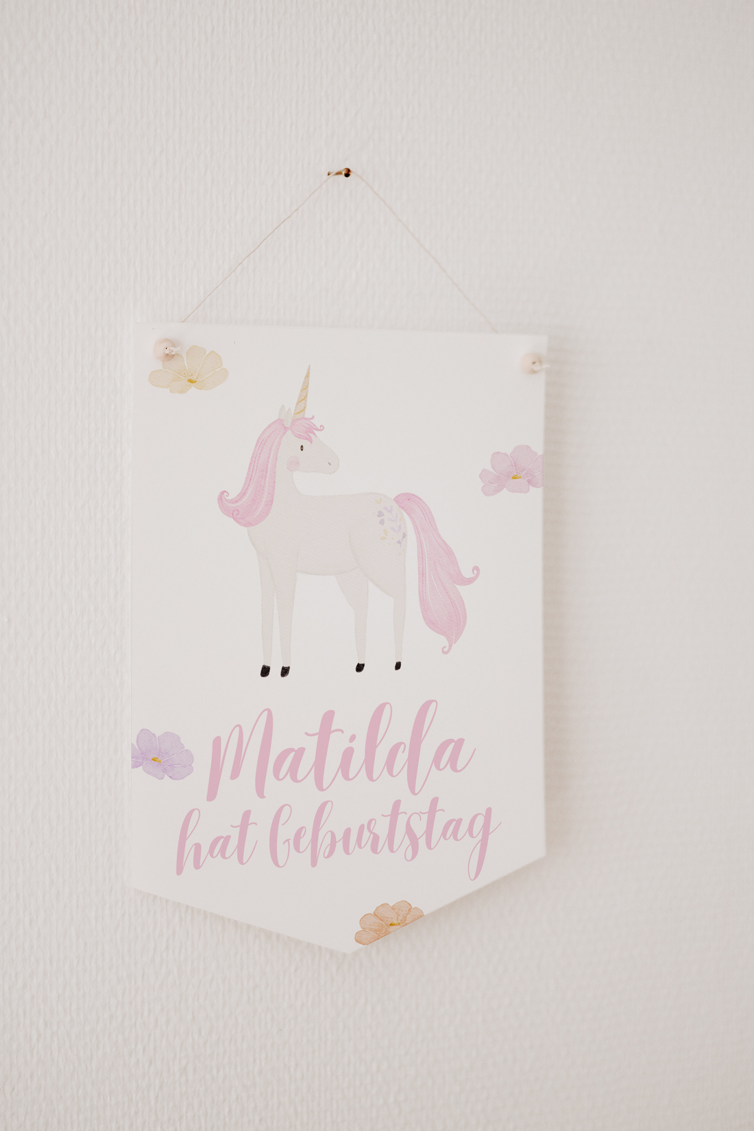 Wimpel mit Name Einhorn rosa