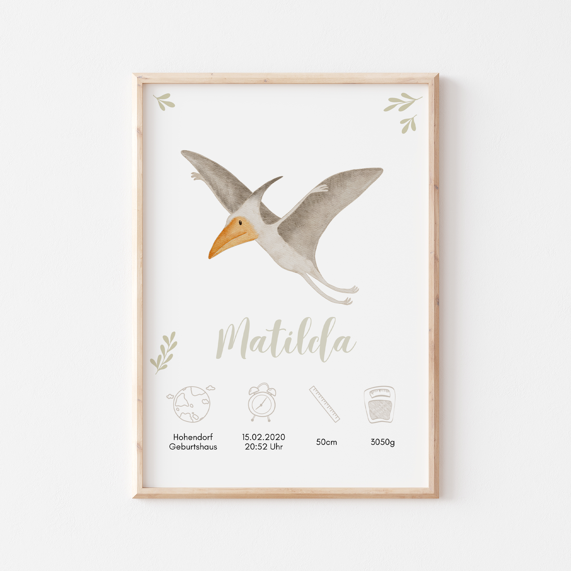 Geburtsposter Dinosaurier Pteranodon