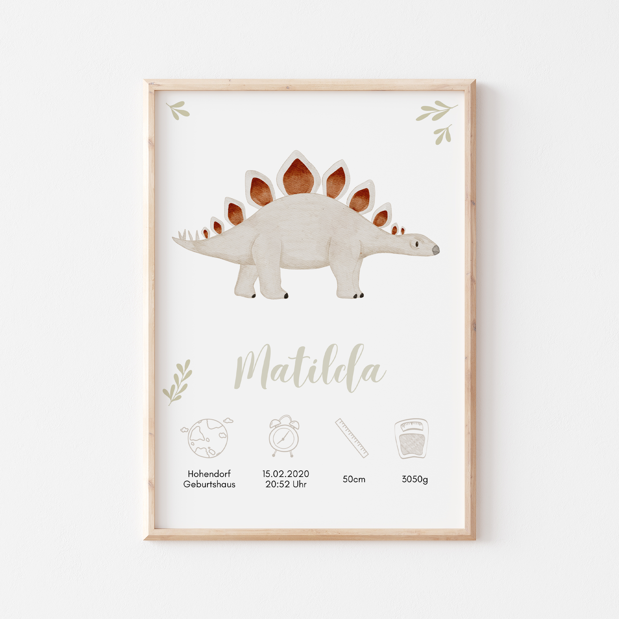 Geburtsposter Dinosaurier Stegosaurus