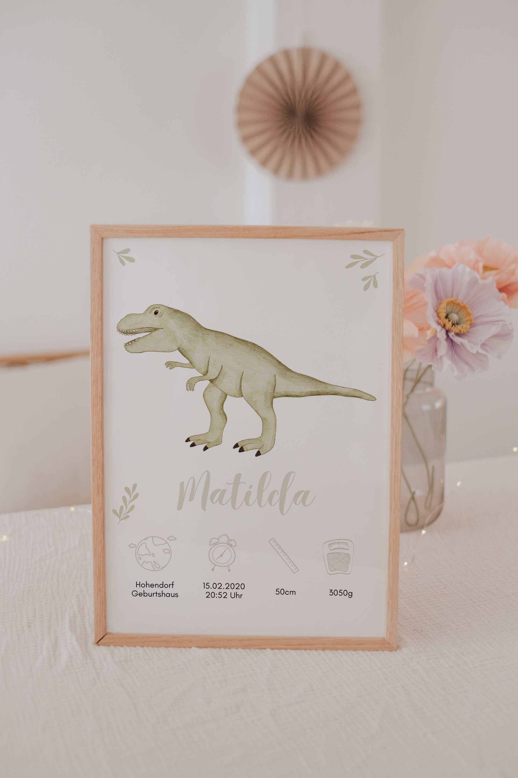 Geburtsposter Dinosaurier T-Rex