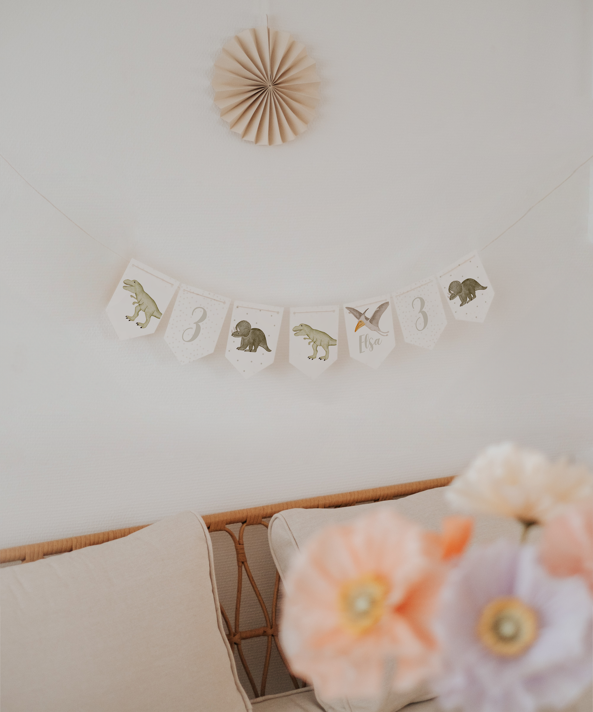 Girlande Dinosaurier Wimpel