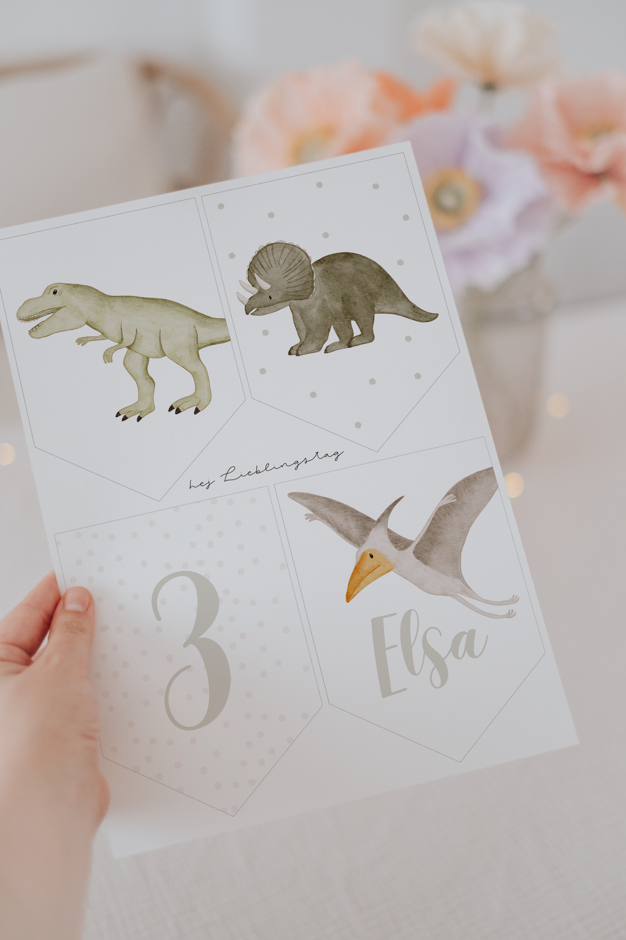 Girlande Dinosaurier Wimpel