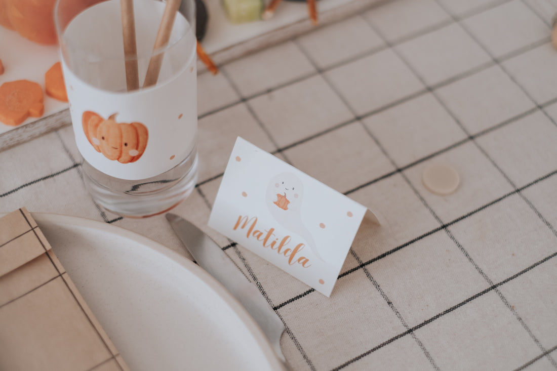 Tischkärtchen Halloween Kürbis & Gespenst