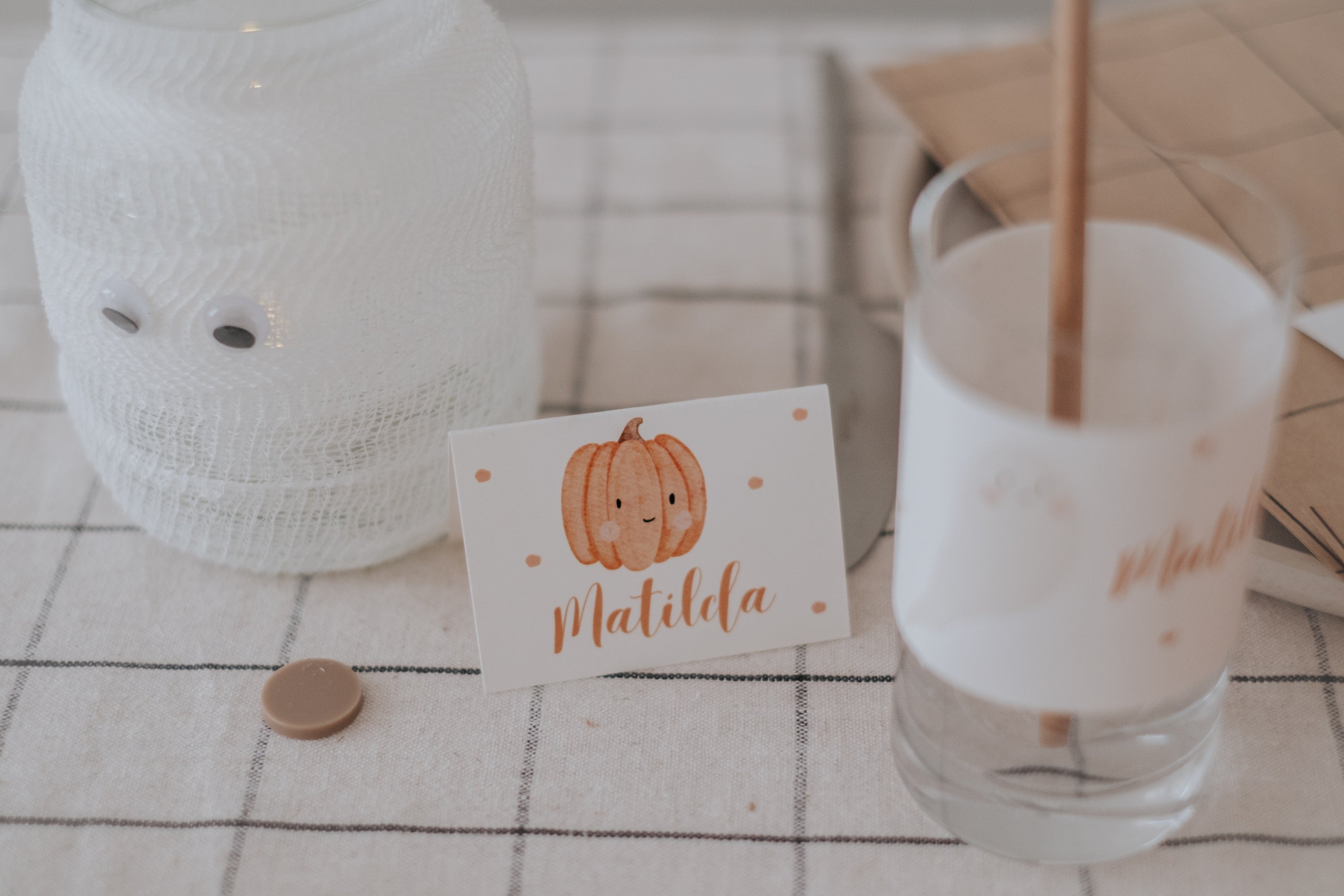 Tischkärtchen Halloween Kürbis & Gespenst