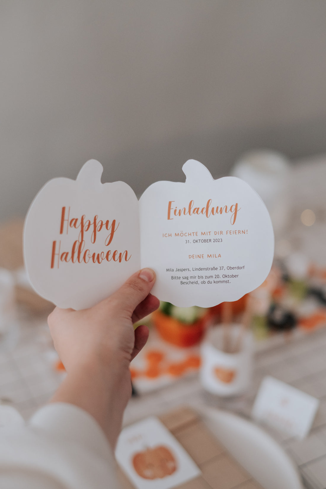 Einladung Halloween Kürbis & Gespenst | Variante Kürbis