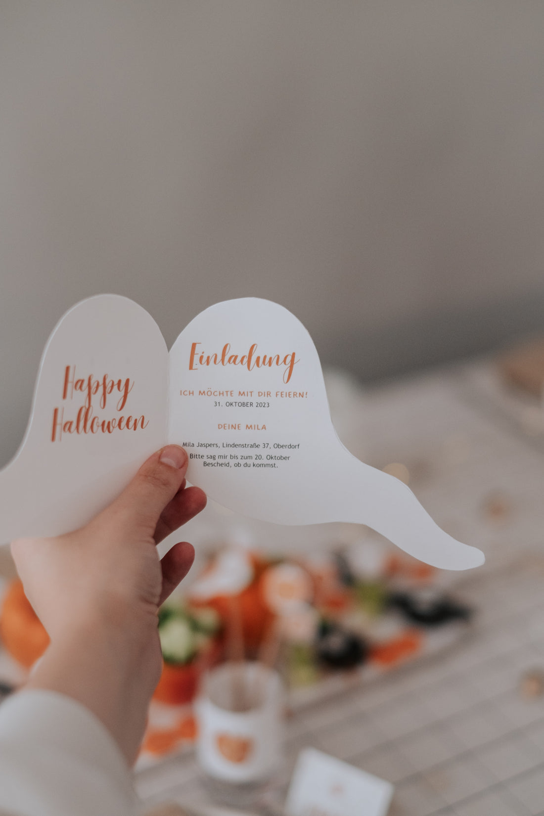 Einladung Halloween Kürbis & Gespenst | Variante Gespenst