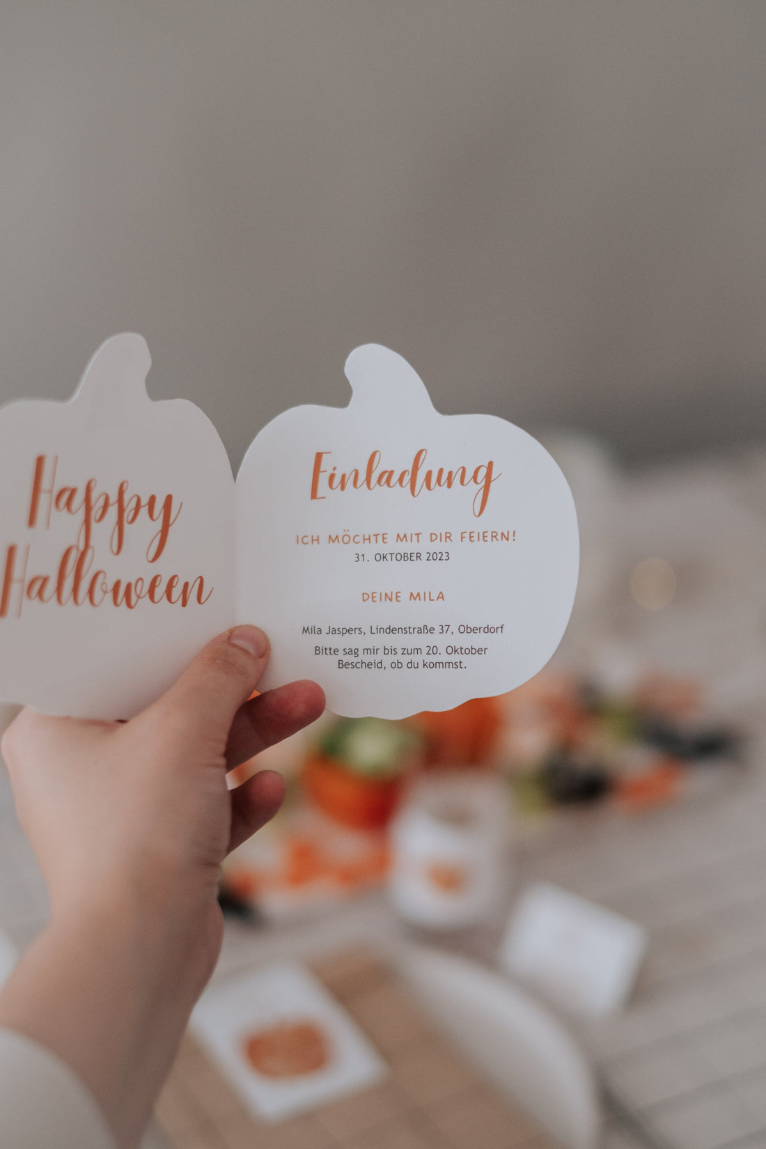 Einladung Halloween Kürbis & Gespenst | Variante Kürbis