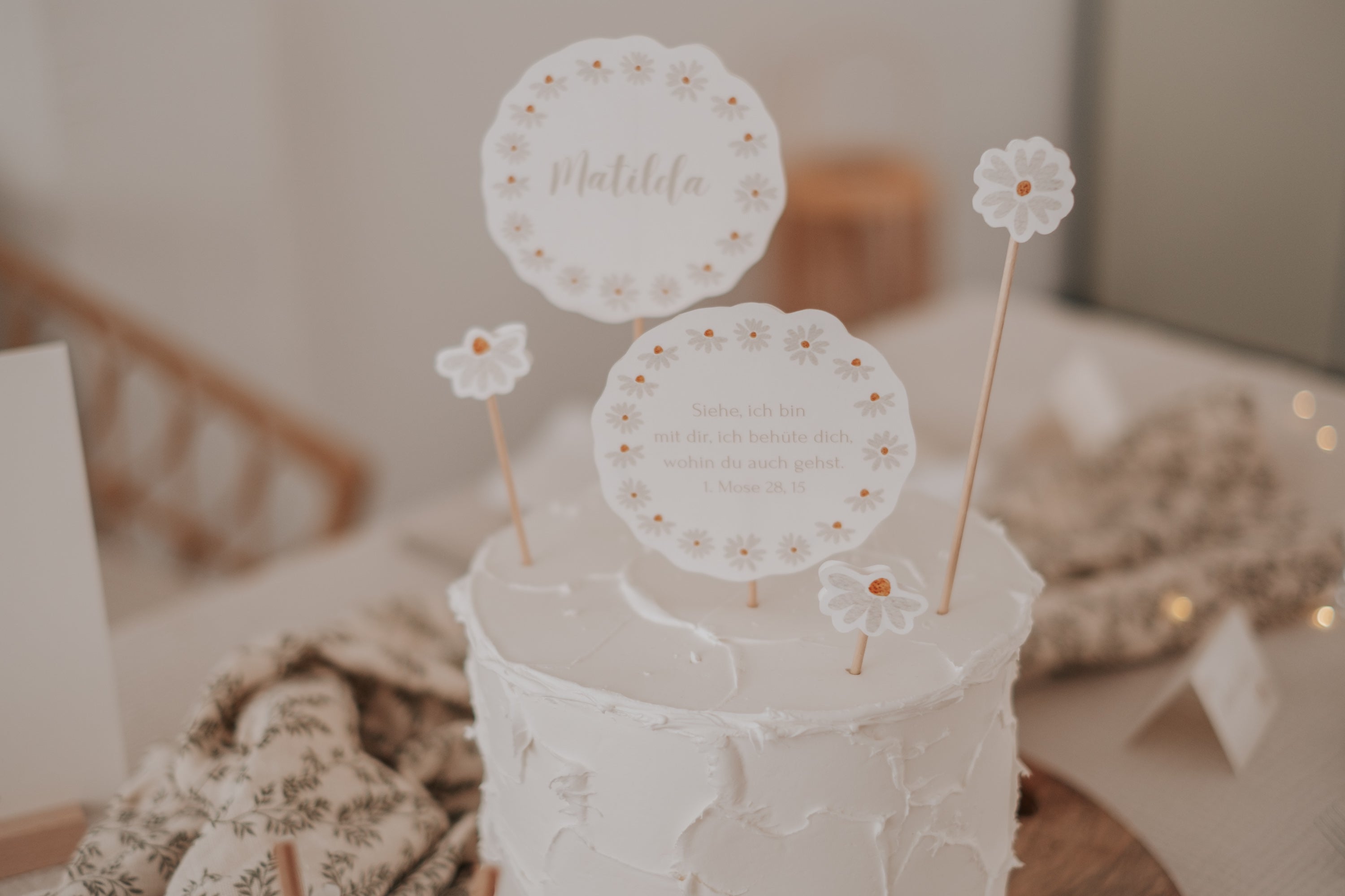Caketopper Taufe Gänseblümchen