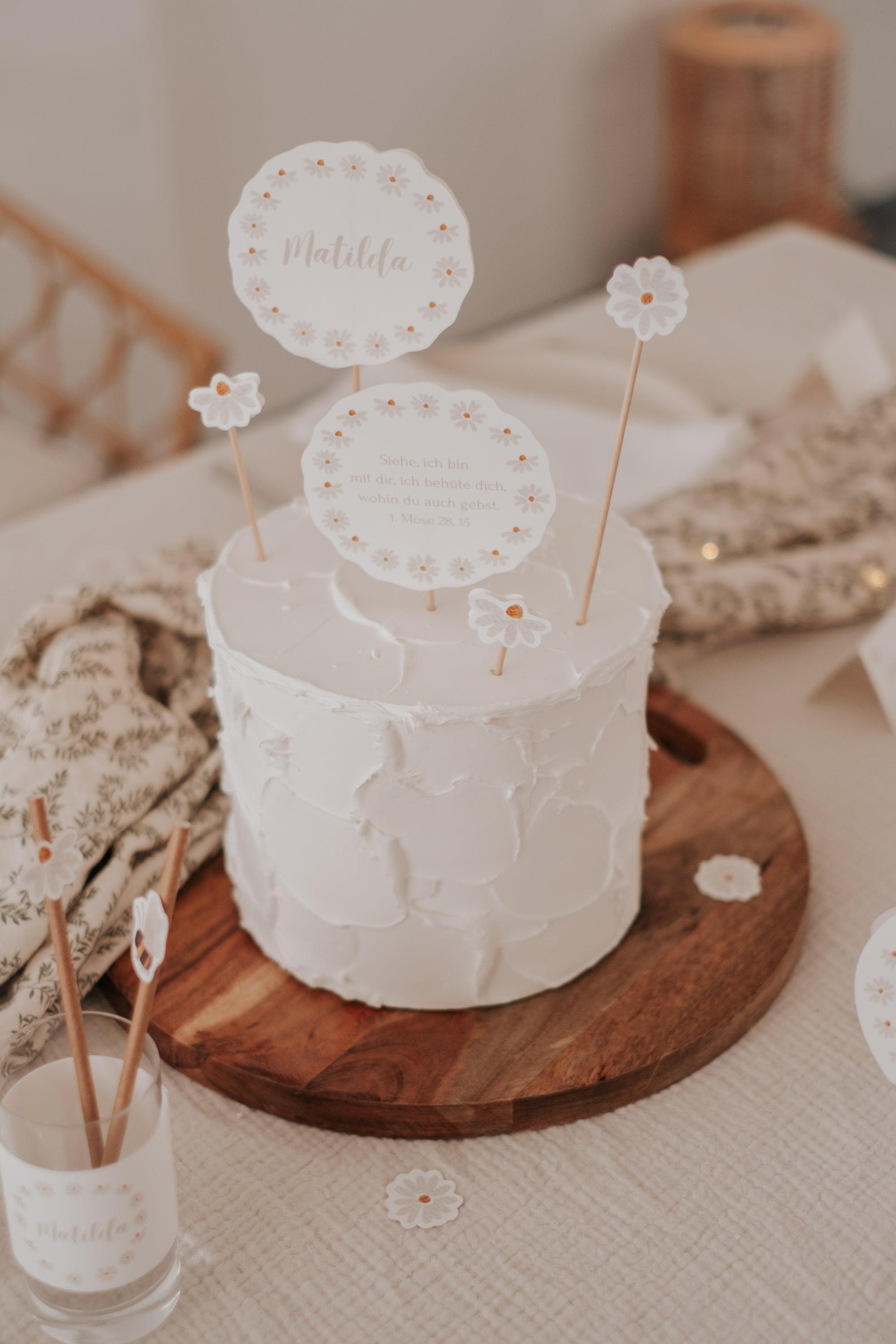 Caketopper Taufe Gänseblümchen