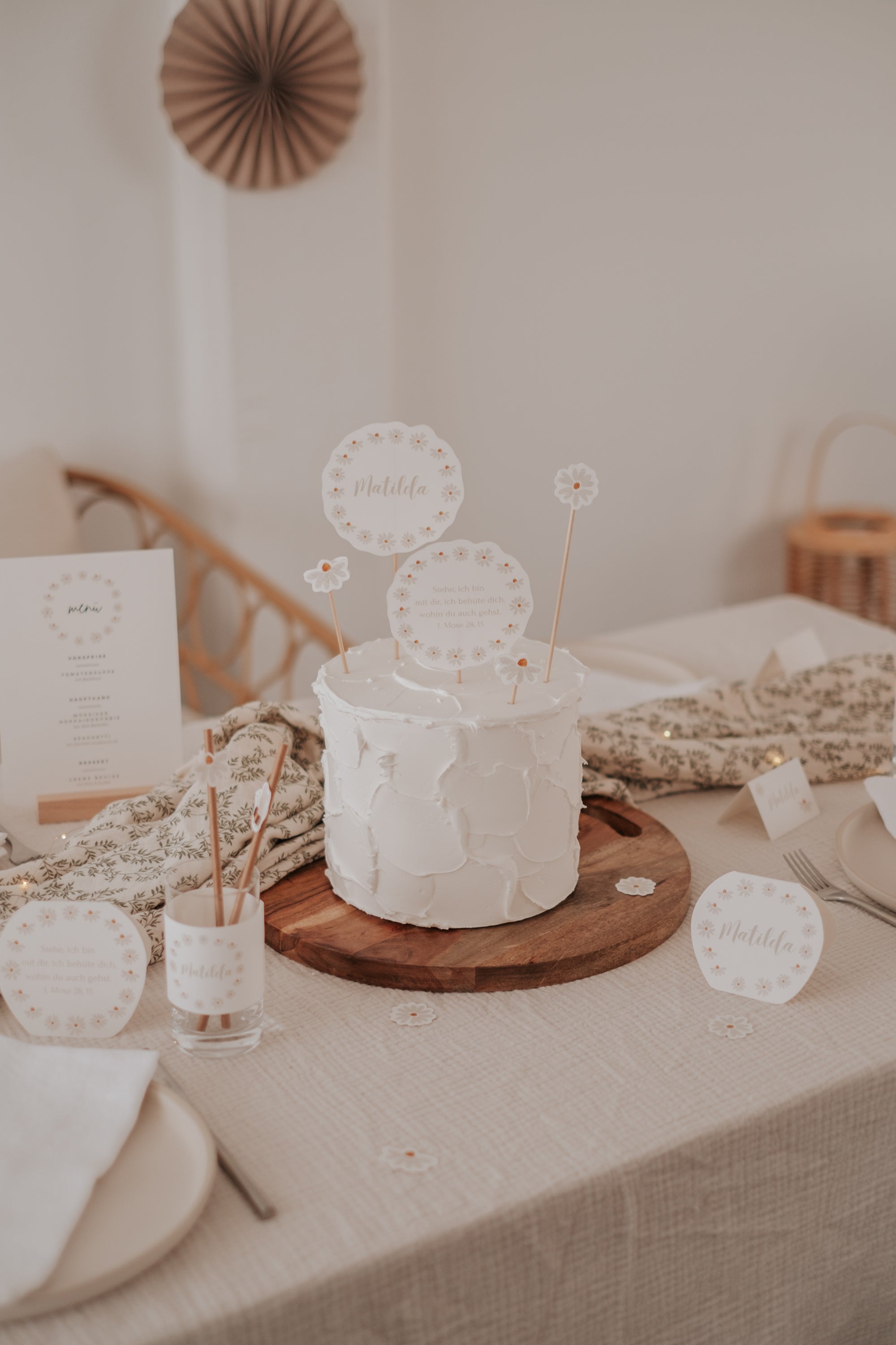 Caketopper Taufe Gänseblümchen