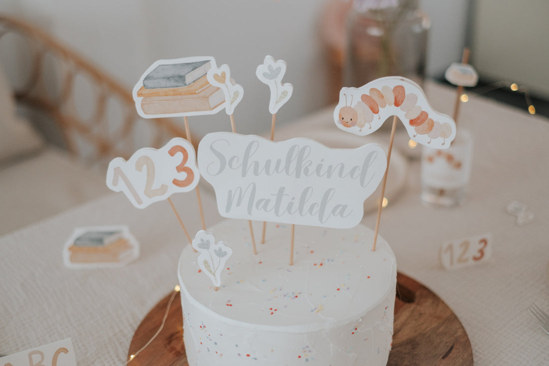 Caketopper Schulkind Name Schulanfang Eichhörnchen Schulanfang Raupe