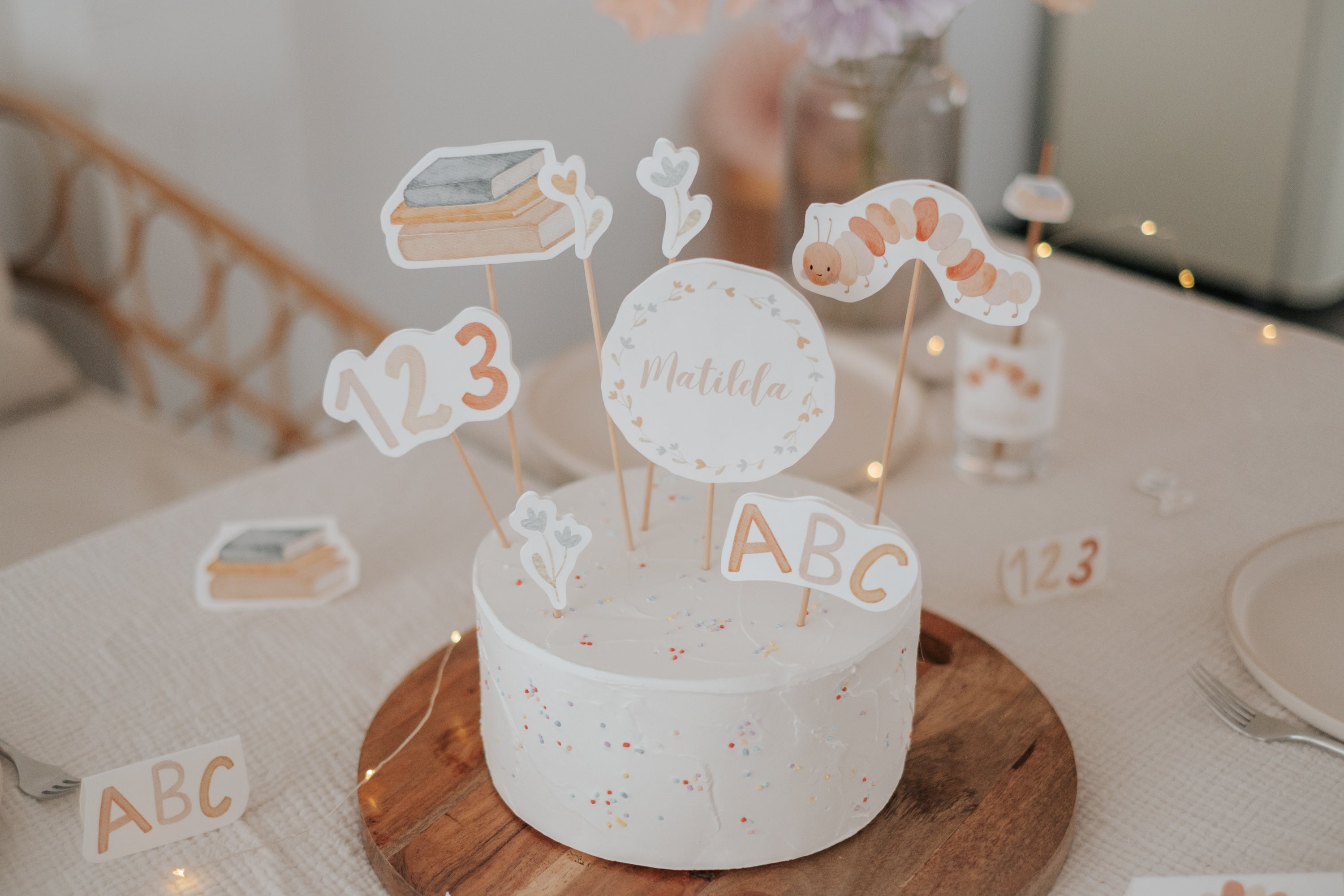 Caketopper Schulanfang Raupe