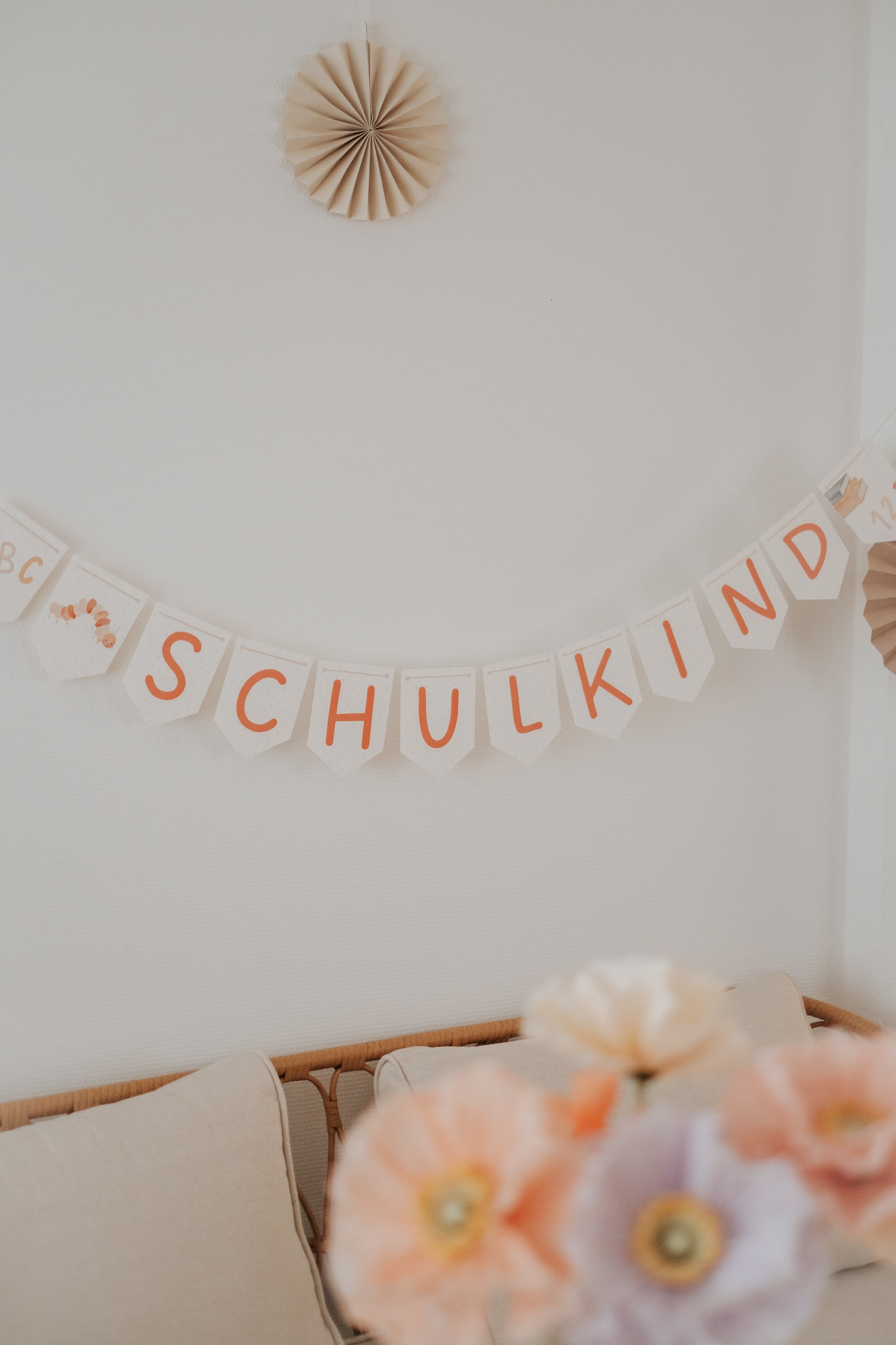 Girlande Schulanfang Raupe Wimpel Schulkind