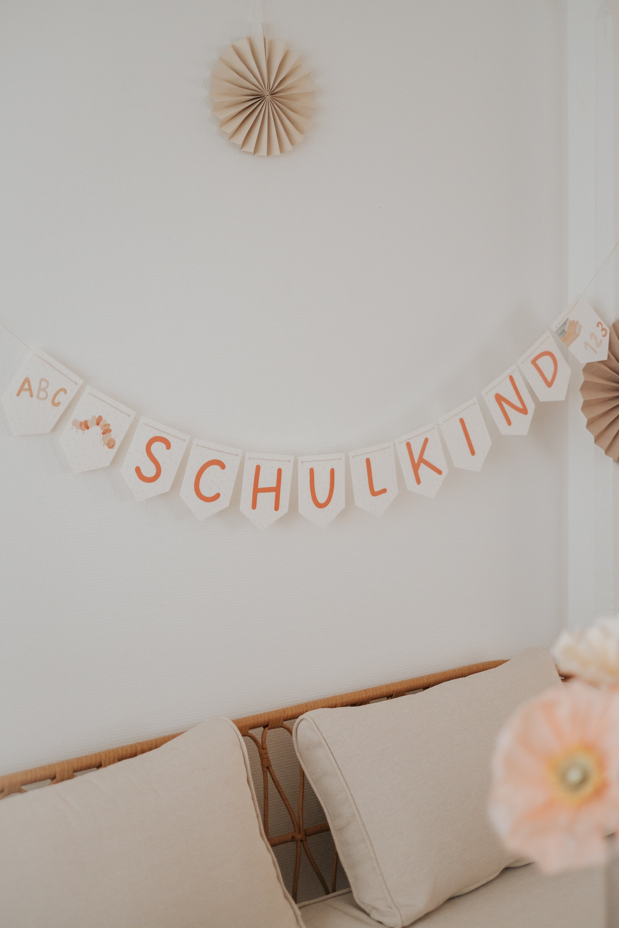 Girlande Schulanfang Raupe Wimpel Schulkind